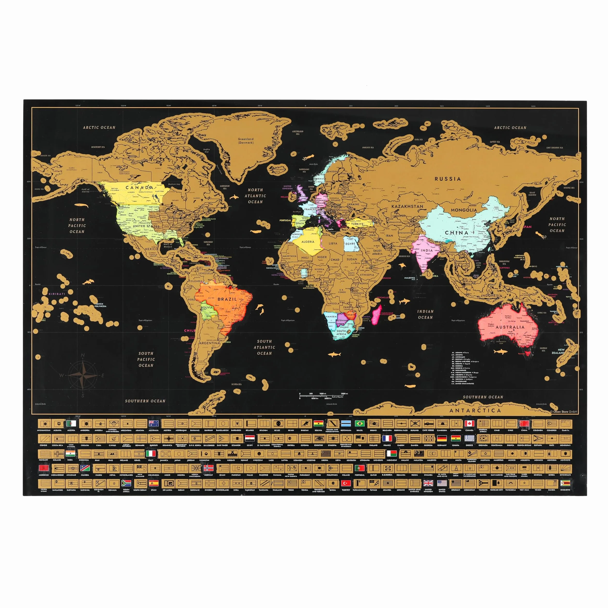 Mappa del mondo da grattare 61 x 43 cm poster da parete regalo per viaggiatori