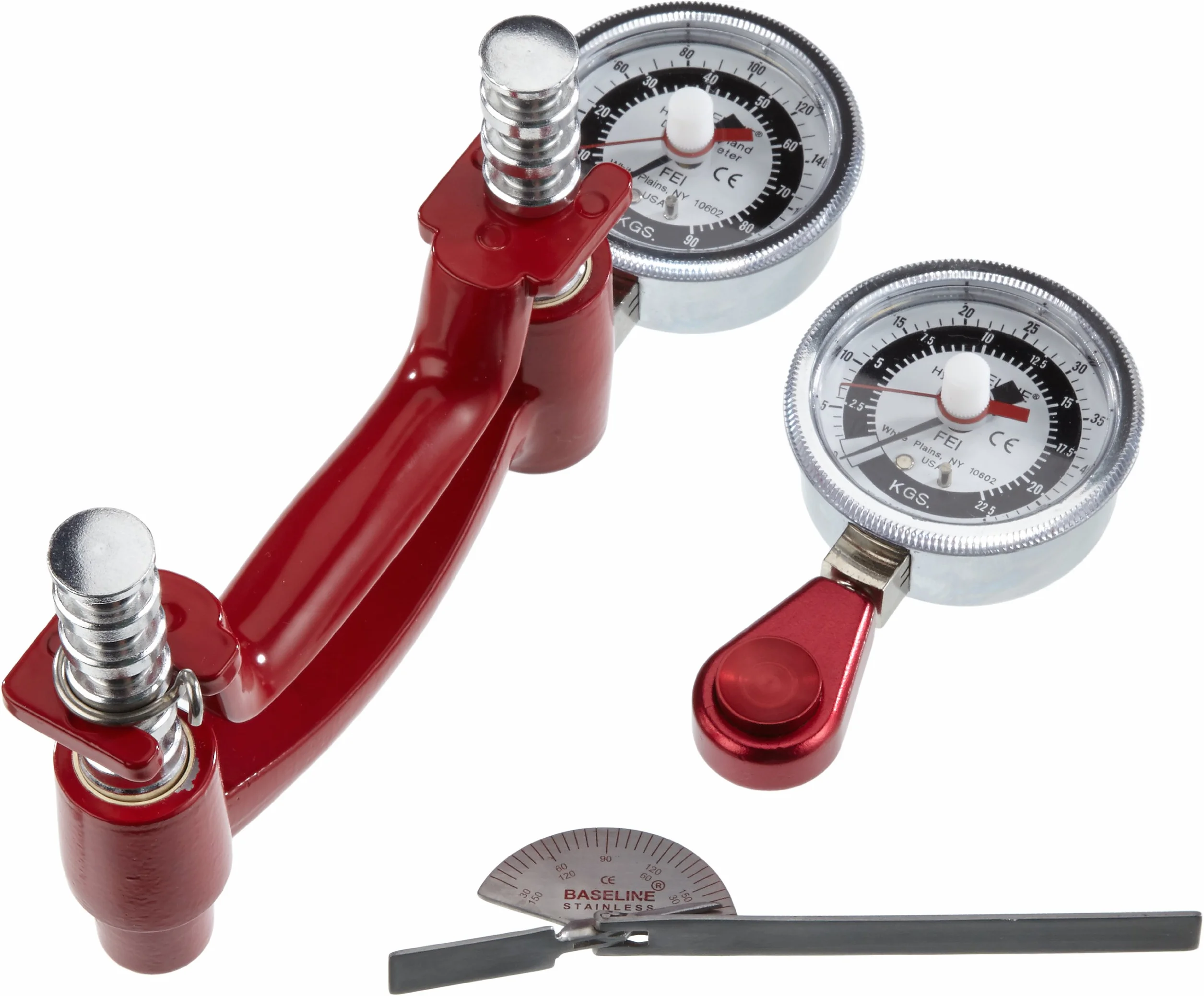 Set di Valutazione della Mano Baseline – Kit da 3 Pezzi con Dinamometro Idraulico per Mano da 91 kg e Misuratore della Forza di Pinza da 22,7 kg