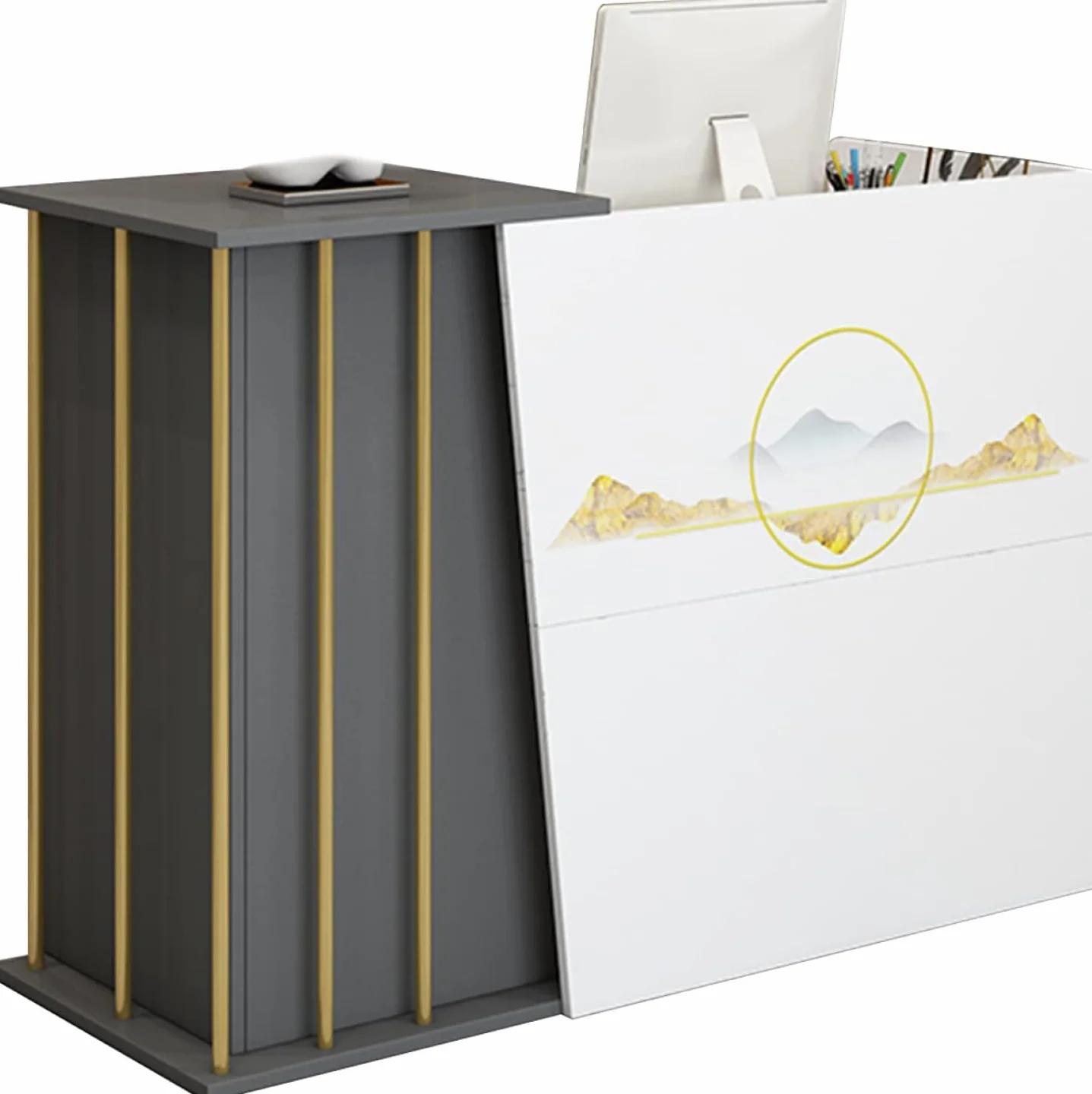 Bancone Reception Centro Estetico, Banco Reception con Cassetti Bancone Negozio,Hotel, Piccolo Bar, Salone di Bellezza, Negozio di Abbigliamento Cassiere, Tavolo Reception pe(Size:120x40x90cm,Color:C)