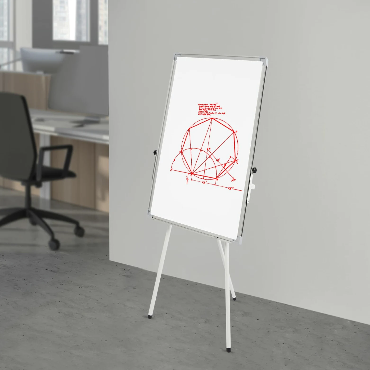 Lavagna bianca con supporto, 61 x 92 cm, magnetica, portatile, lavabile a secco, regolabile in altezza, con 3 penne, 1 gomma, 6 magneti autoadesivi