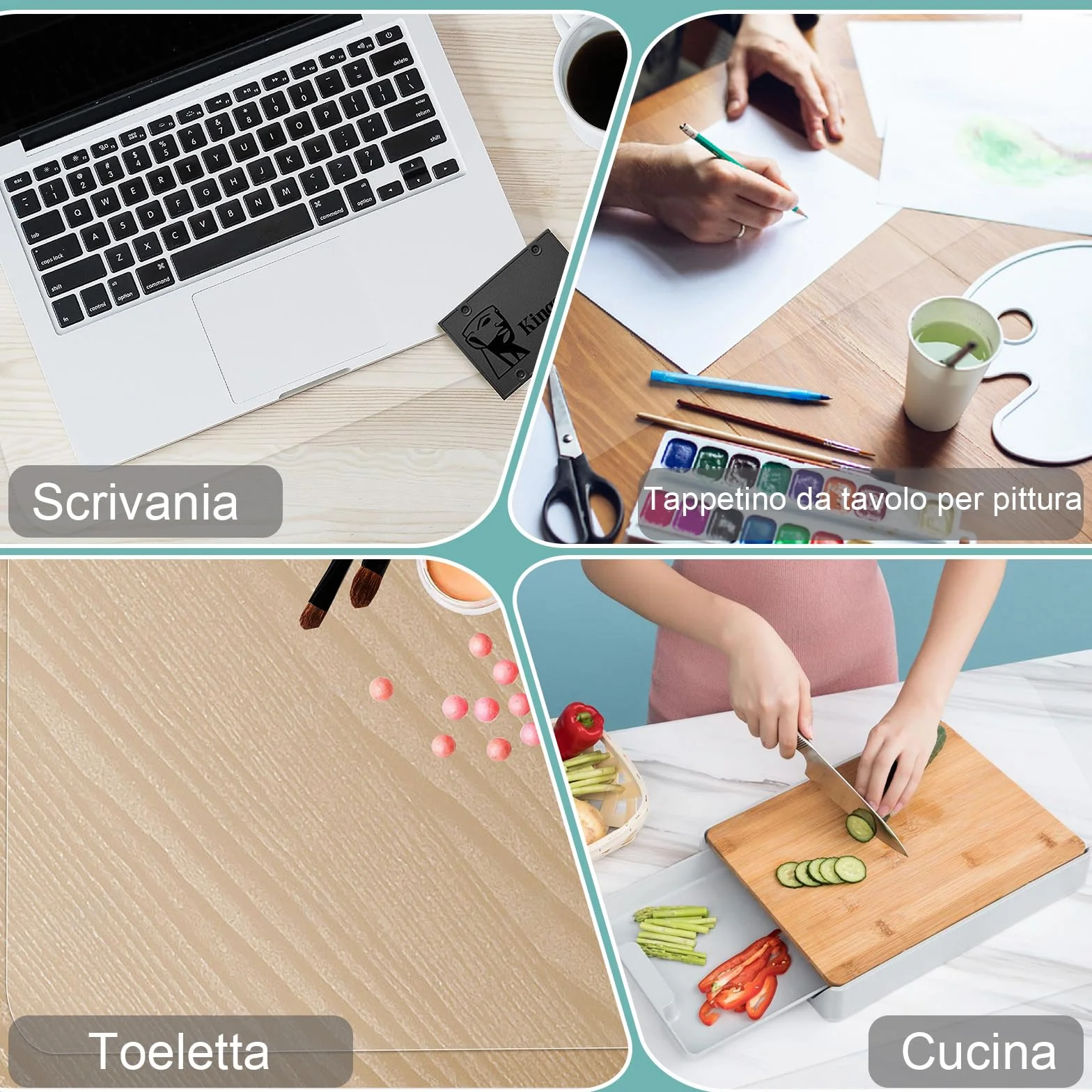 Dreamil Sottomano da scrivania trasparente in PVC 100 x 50 cm impermeabile con angoli arrotondati