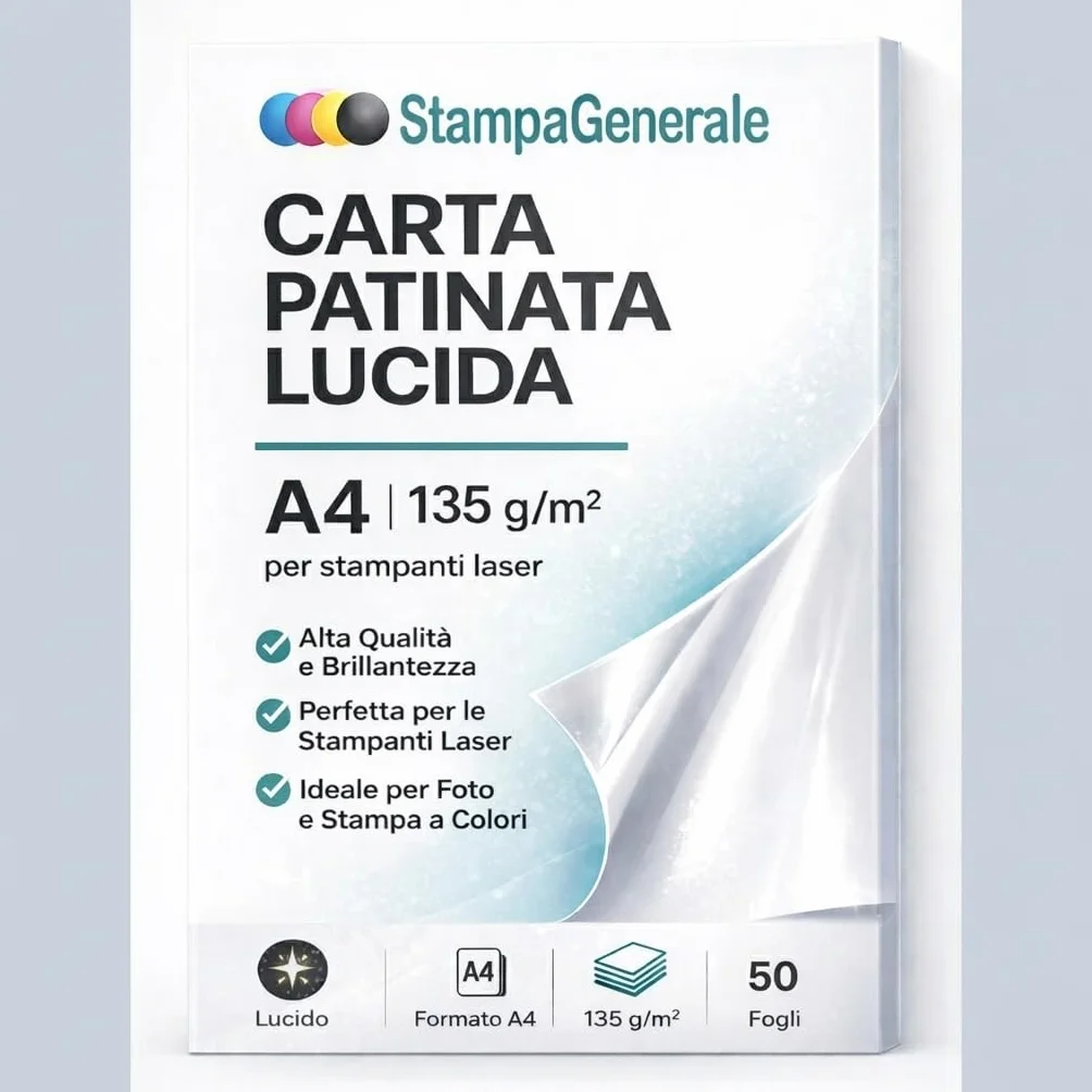 Carta Patinata Lucida A4 135 g/m² Fronte/Retro per Laser (50)