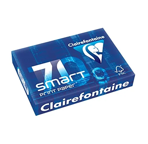 Clairefontaine 5 Pezzi Carta Fotocopie 500 Fogli Smart 70 G A4 210 x 297 mm FSC Certificata, Bianco