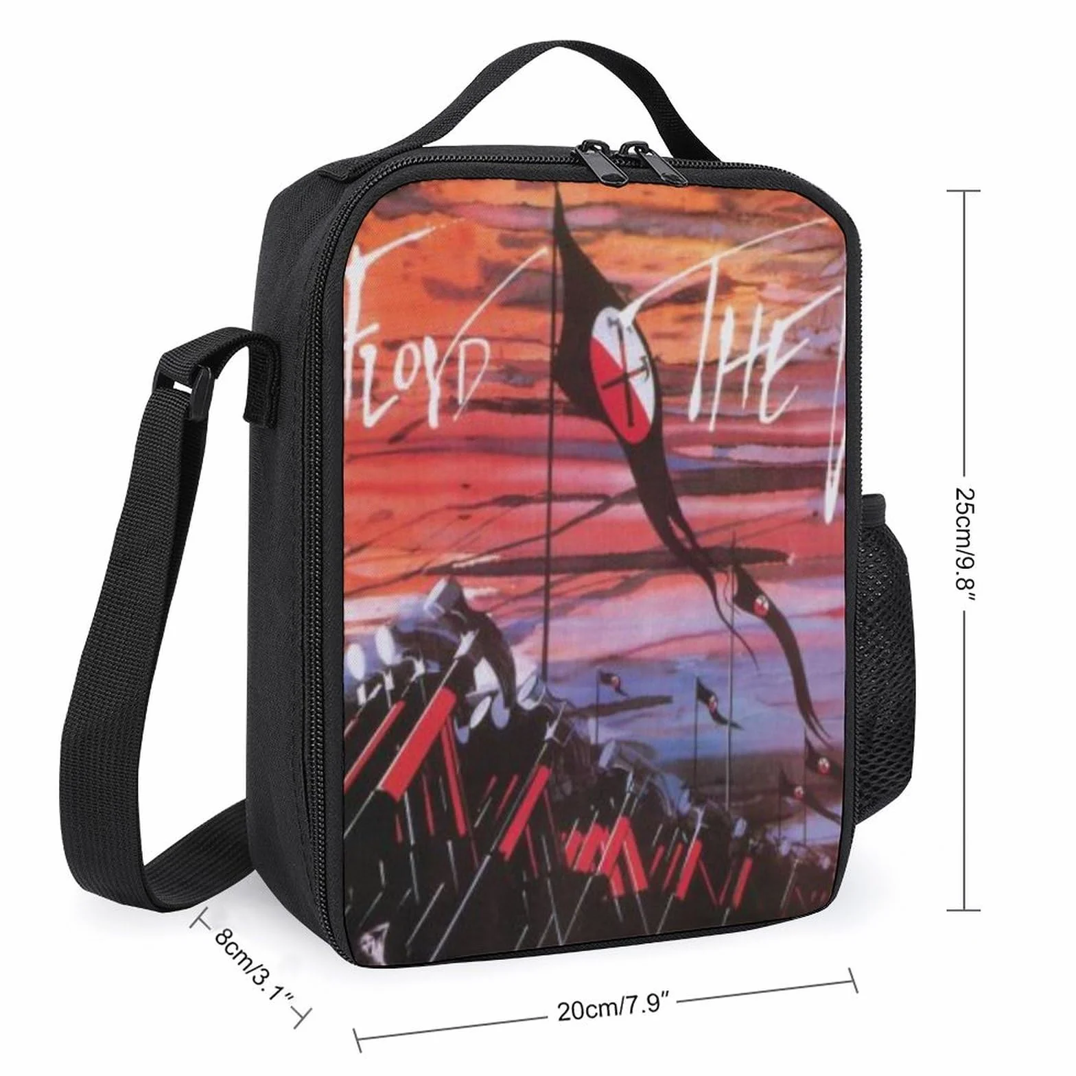 Pink Floyd Borsa termica per il pranzo grande con tracolla a prova di perdite 26x20x12 cm