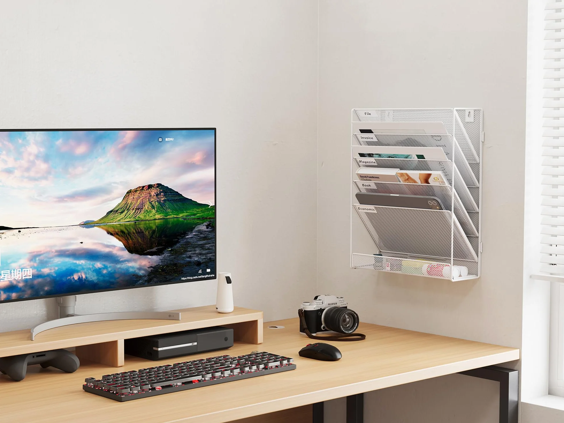 EasyPAG Portadocumenti a Parete A4 6 Compartimenti Metallo Rete,Portariviste a Muro,Porta Lettere da Appendere,Organizzatore Posta da Muro per Ufficio & Casa,Bianco