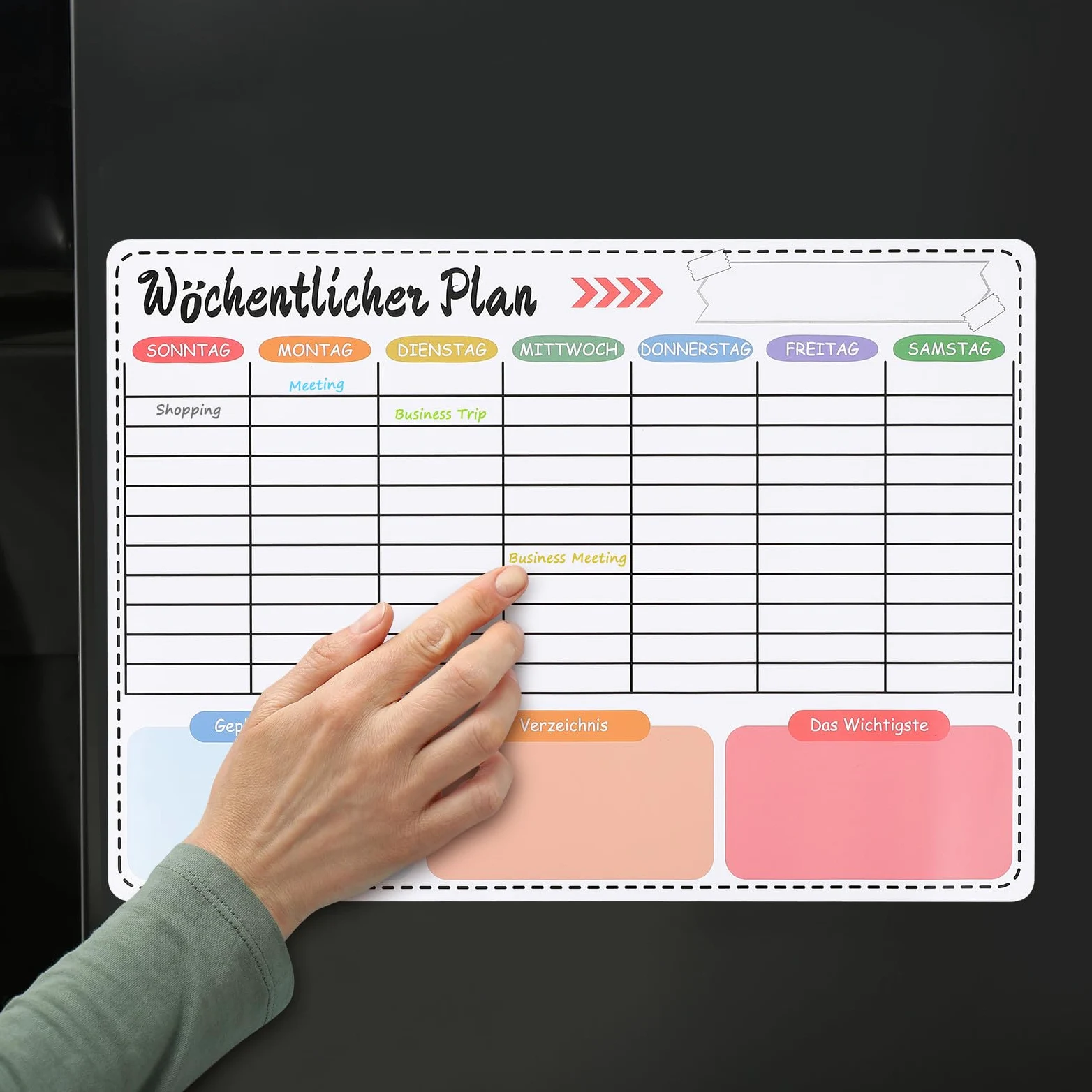 SHINEOFI Agenda Settimanale Magnetica per Frigorifero 16,5 × 11,5 Pollici in Resina Sintetica, Calendario Mensile Cancellabile a Secco 8 Pennarelli per Cucina e Scuola