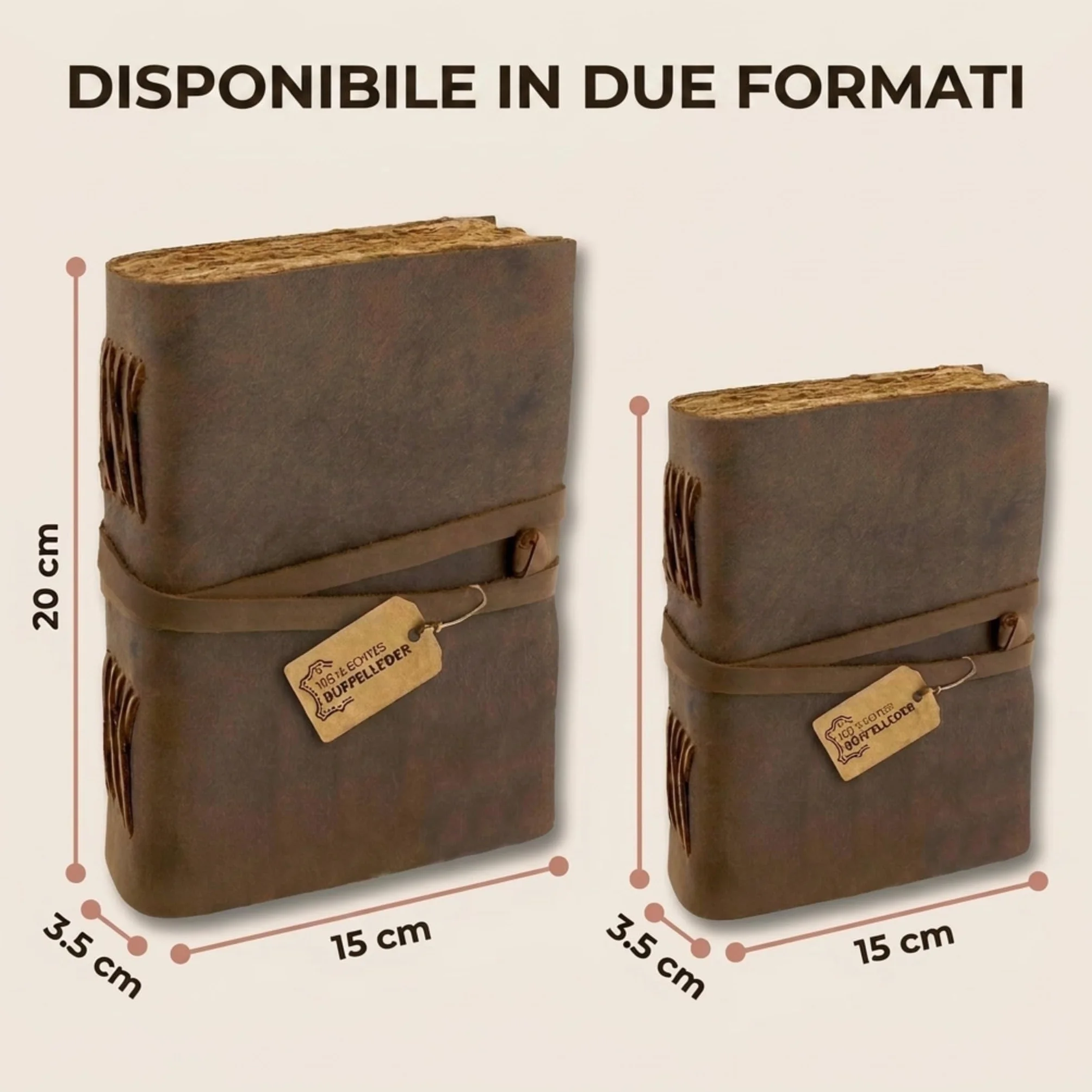 moonster Diario in Pelle Vintage, 240 Pagine in Cotone Tree Free Bordi Grezzi, Libro delle Ombre Deckle Edge Journal, Diario Vintage Artigianale, Agenda Bianca 20x15cm