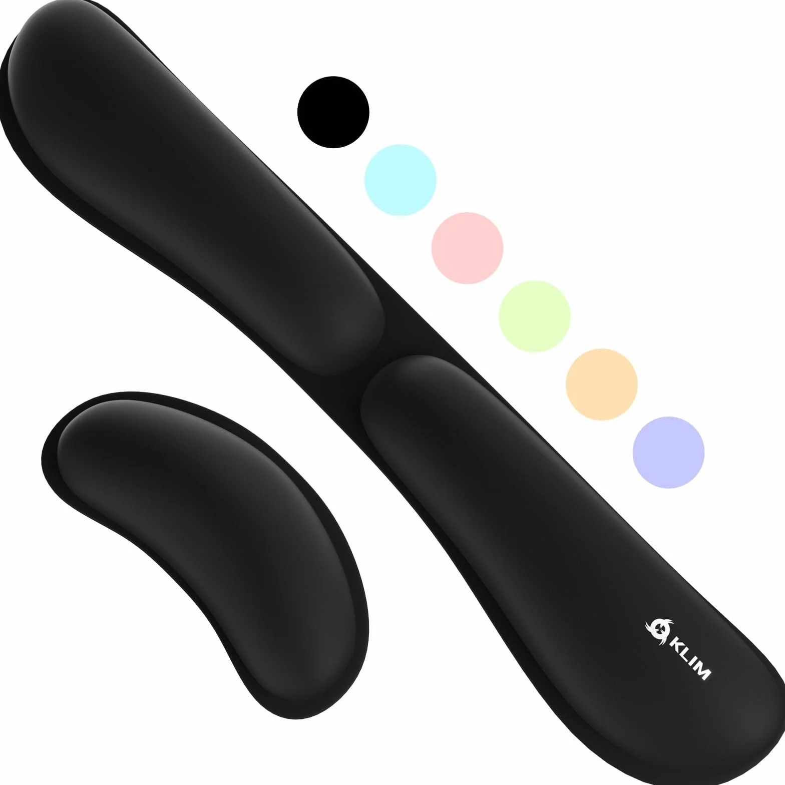 KLIM Wrist Rest Set Poggiapolsi Tastiera e Mouse - Schiuma di memoria al gel - Nero