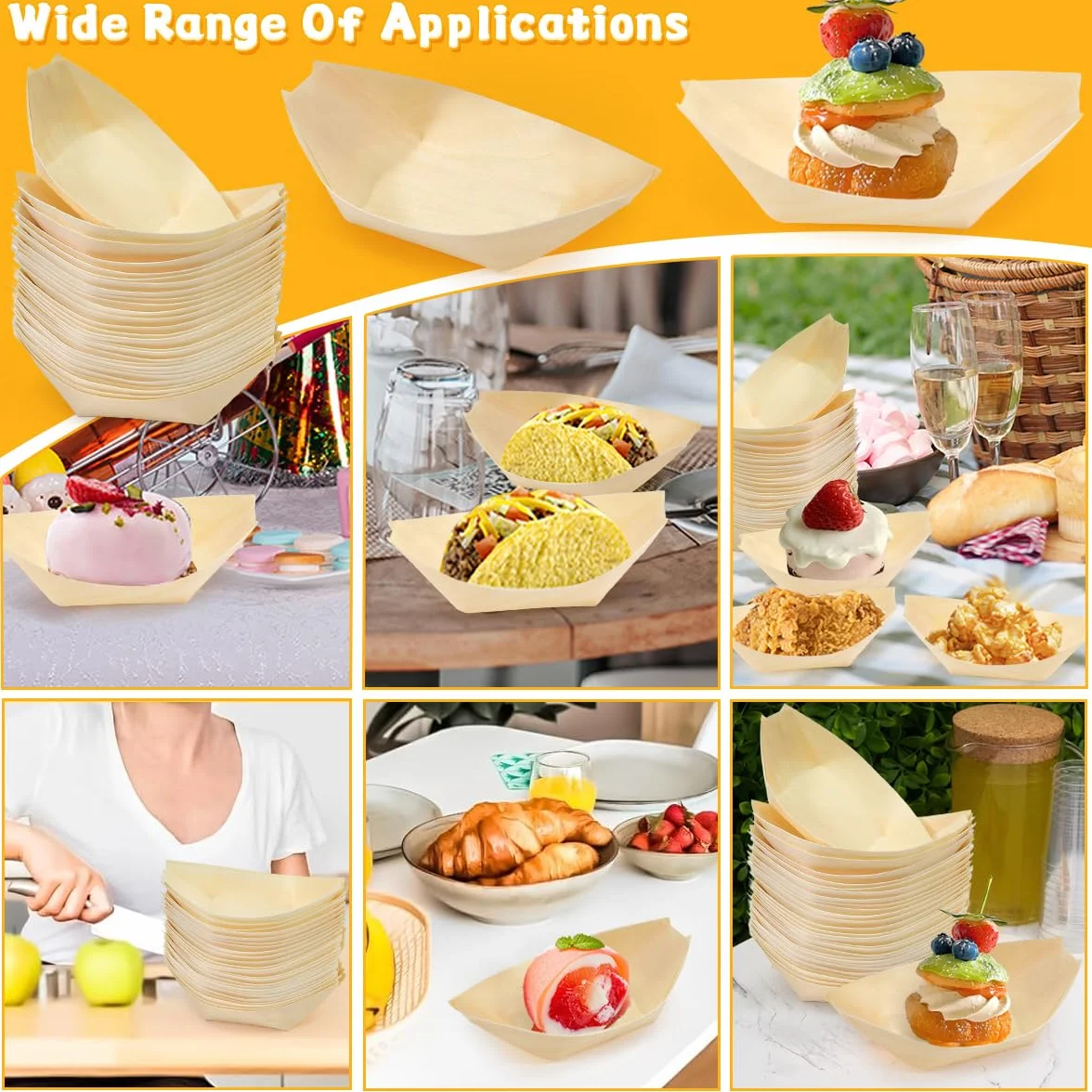Vassoi in Legno Finger Food 11x7cm Barchette per Aperitivo Sushi Frutta Dessert