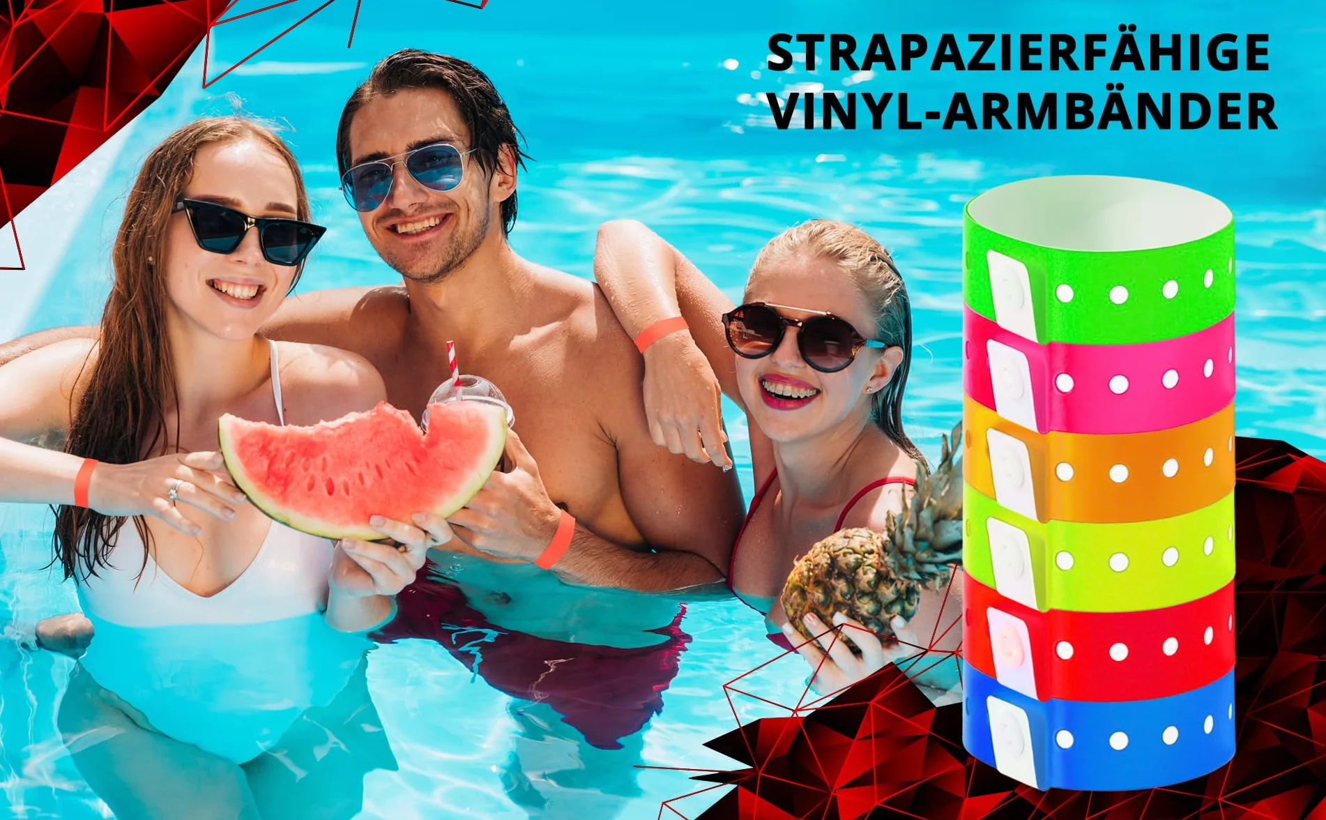 Braccialetti Discoteca in Vinile 19 x 255 mm 200 Pezzi Autoadesiva Impermeabile