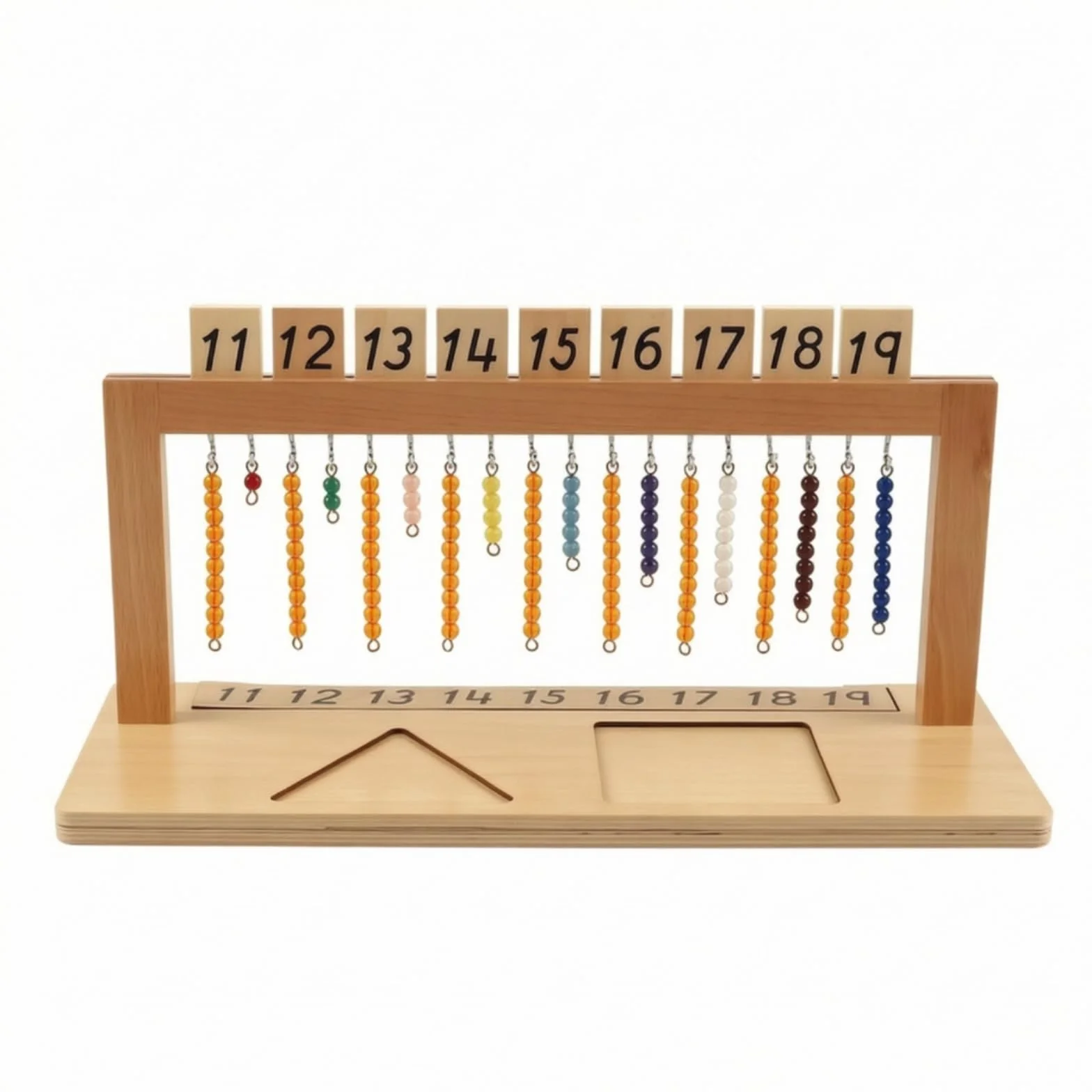 Cornice Didattica con Perline Tavola dei Numeri dei Numeri Tabellone Numerico Gioco Legno Multistrato con Perline Sospese E Etichette 11-19 Adatto a Bambini Asilo Aula Casa