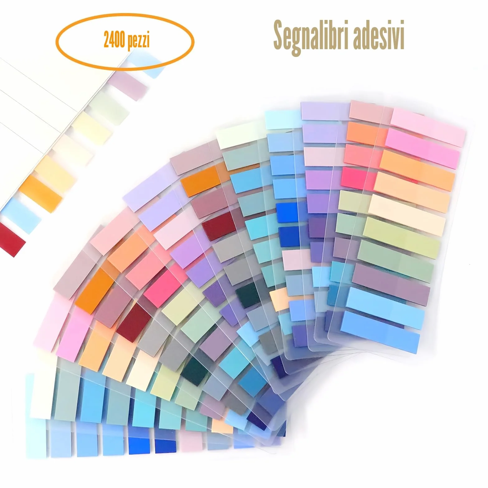 Segnapagina Adesivi Colorati 2400 Pezzi, Adesive Scrivibili Sticky Notes per File Classificabili