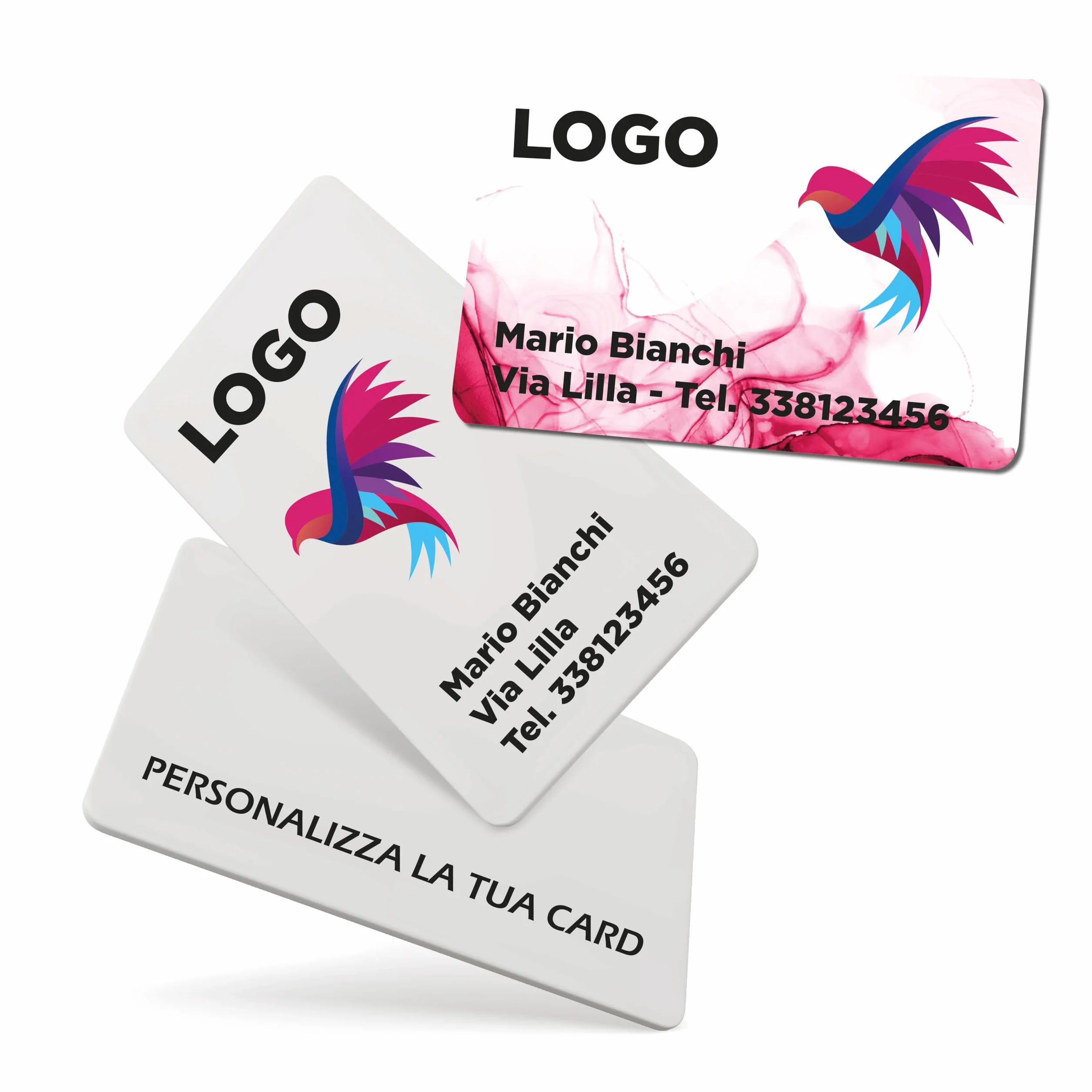 Tessere PVC Personalizzate da 1 a 5000 Pezzi, Card con Foto Logo e Testo, Badge Fronte Retro