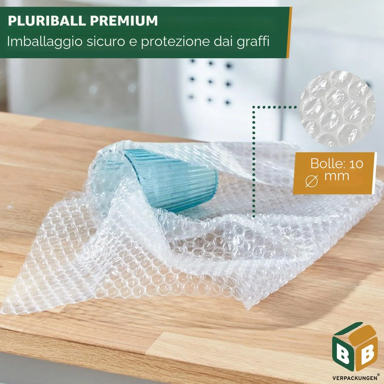 Rotolo di pluriball 0,5 x 50 m spessore 60 my pellicola per imballaggi e protezione