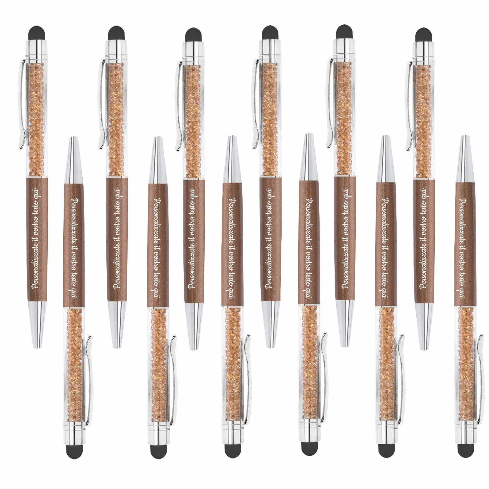 Penna a sfera personalizzata con funzione 2 in 1 con il tuo logo personalizzato o text o URL aziendale per vari tocchi dello schermo, penna con nome inciso personalizzato, inchiostro nero - 96pz
