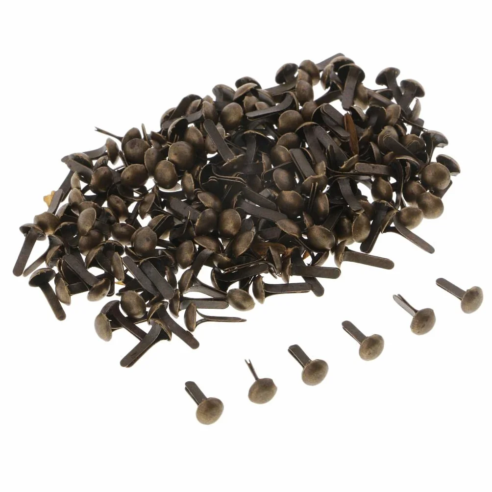 Confezione 200 Mini Fermacampioni a Testa Rotonda 4,5x8 mm Bronzo Anticato