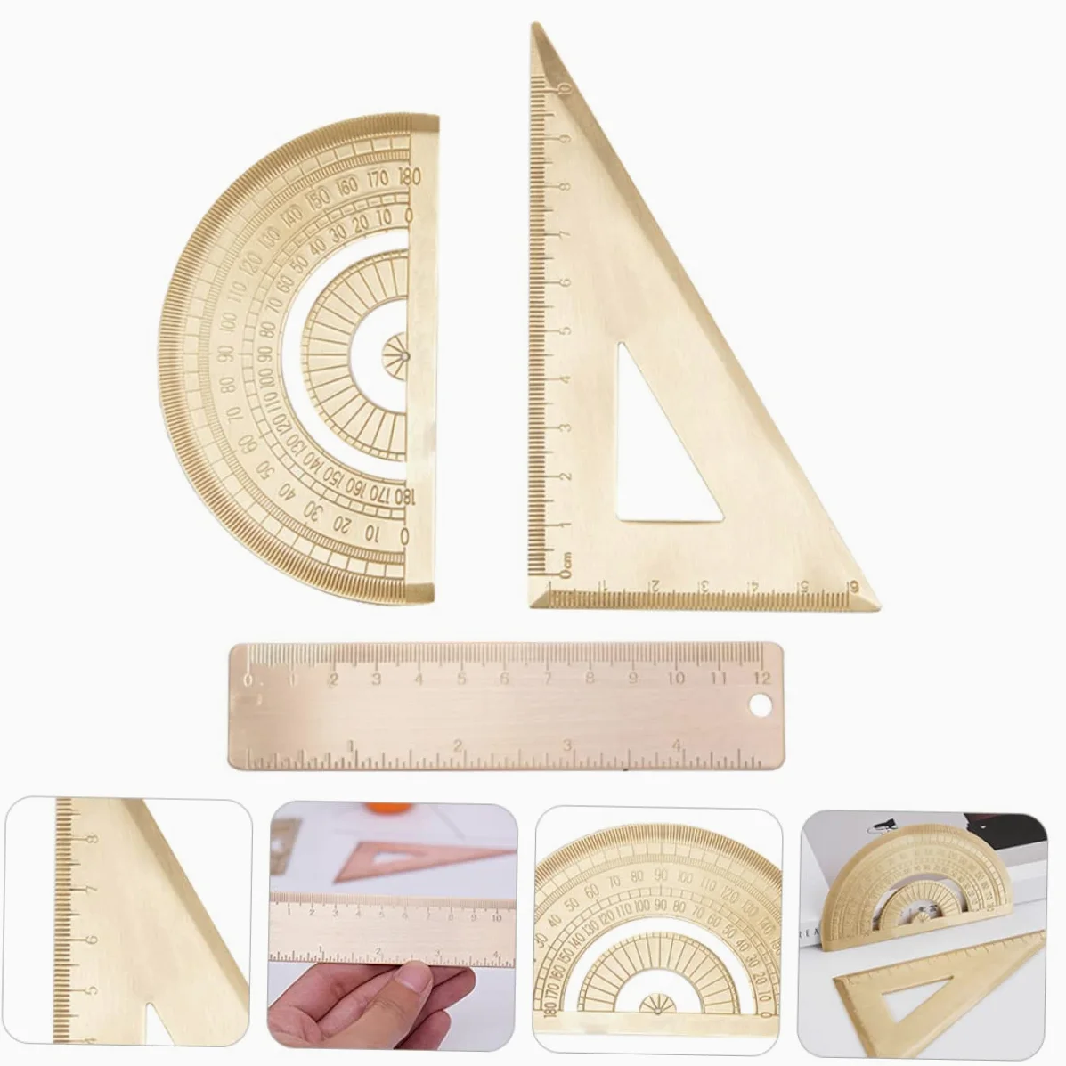 NUOBESTY 3sets Righelli Geometrici Triangolo Goniometro e Righello Da Strumenti Di Misura Per Matematica e Disegno Alta Visibilità e Precisione