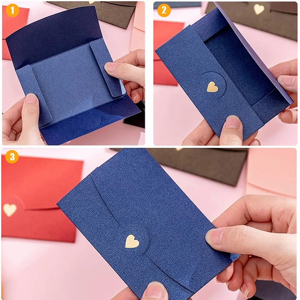 Mini Buste Rosa 50 Pezzi con Chiusura a Cuore per Inviti Matrimoni Carte Regalo Fai Da Te
