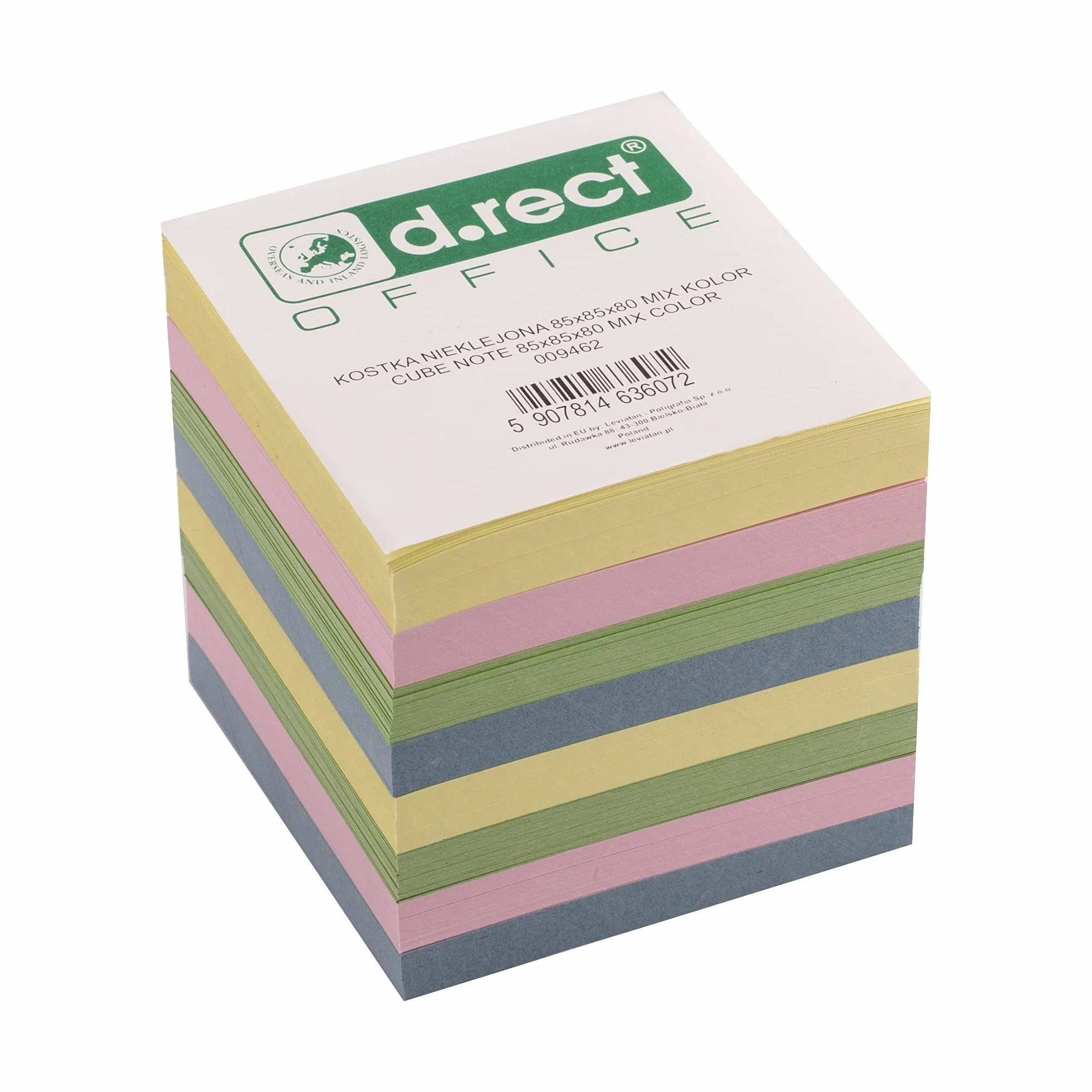 D.RECT Blocco note 85 x 85 x 80 mm 750 fogli colori pastello scatola appunti cubo