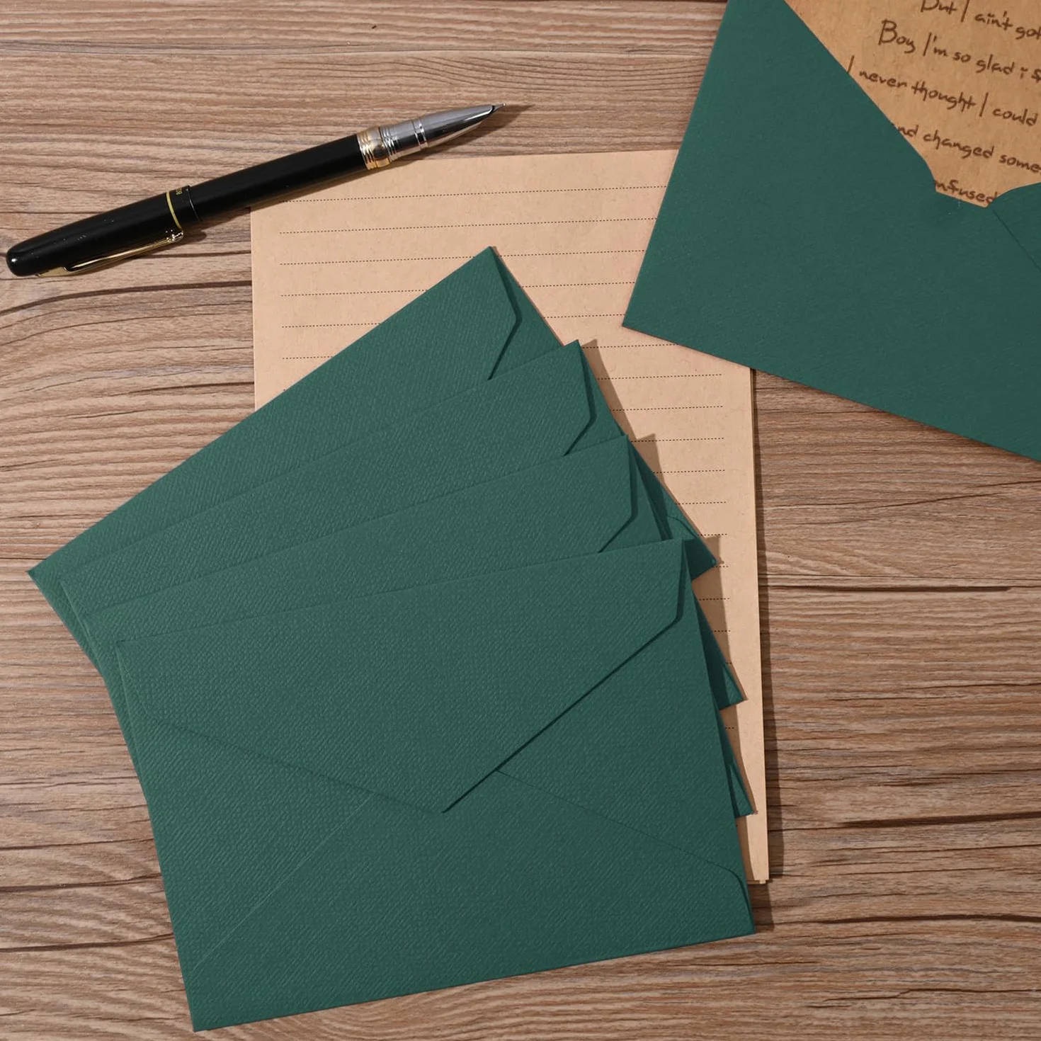 Set Vintage Carta da Lettere con Buste, 12 Buste Lino, 12 Adesivi Sigilli Cera, 24 Carte Kraft per Matrimonio