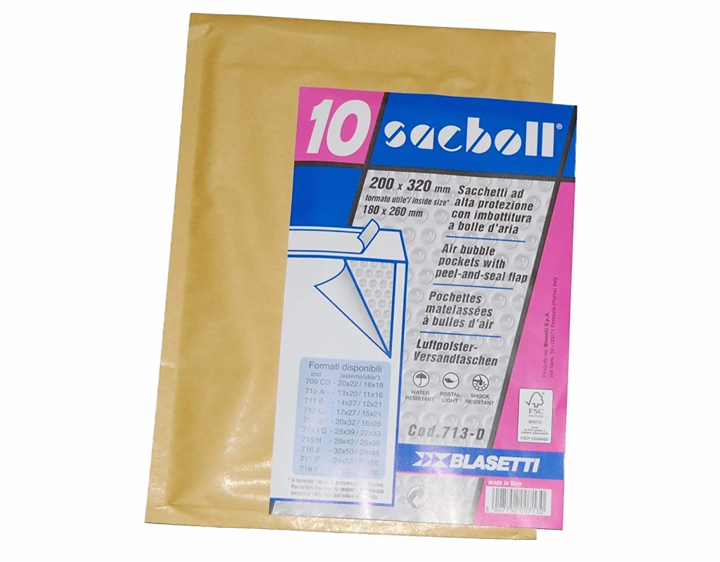 10 confezioni da 10 Blasetti - Buste bolle d'aria D 20x32 esterno - interno 18x26 100 pezzi