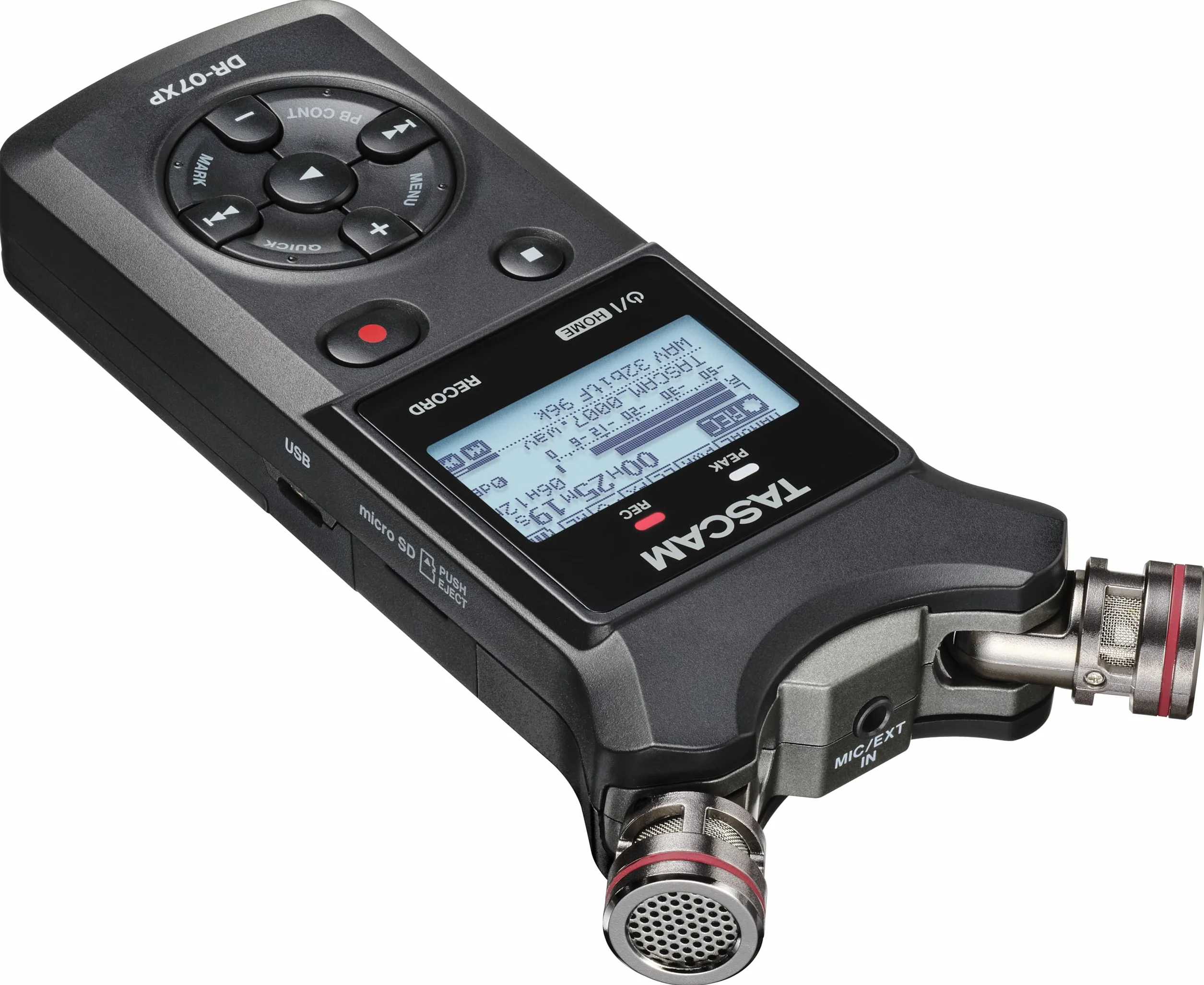 Tascam DR-07XP - Registratore portatile portatile a 2 canali a 32 bit con microfoni regolabili e interfaccia audio USB-C