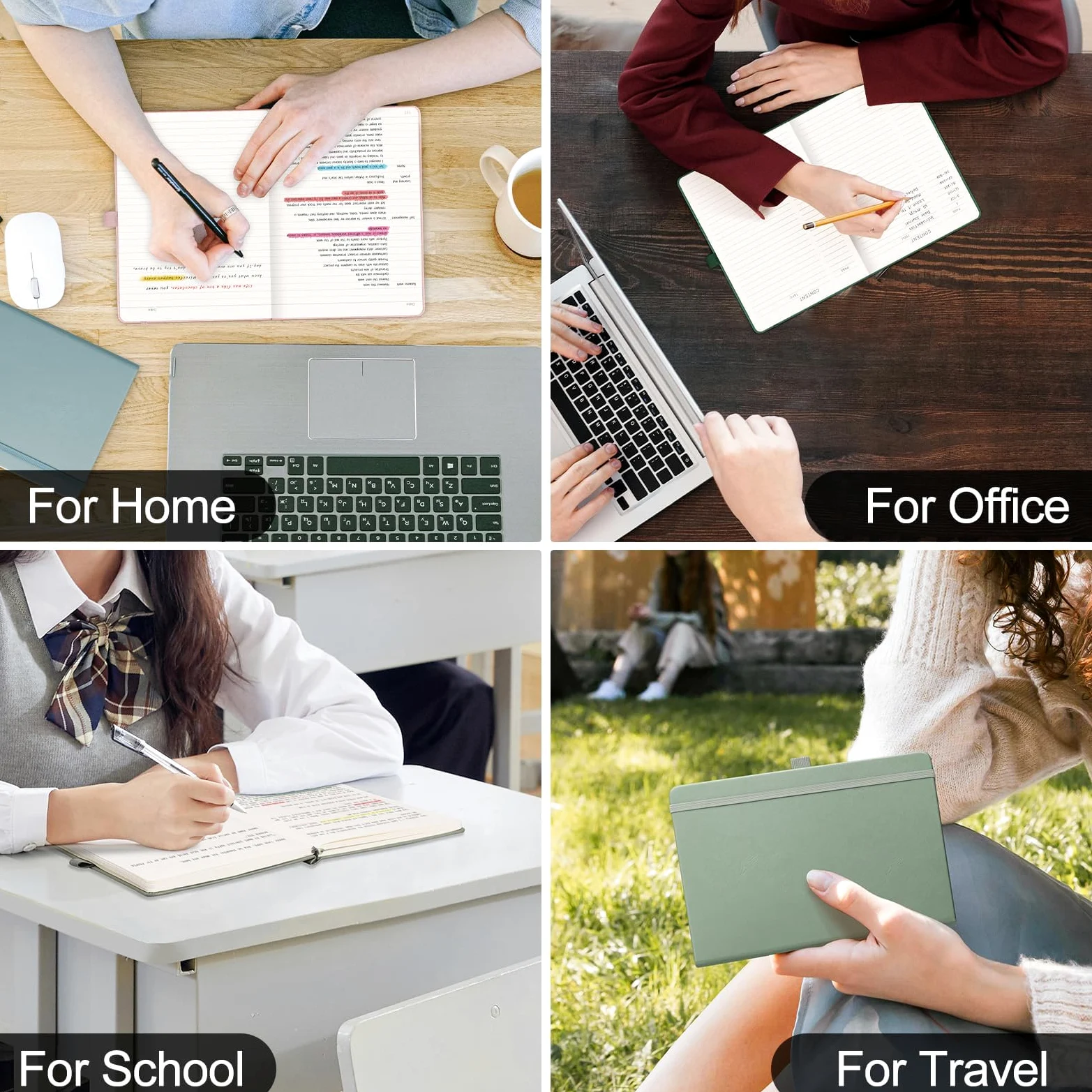 EMSHOI Quaderno di Composizione A4-400 Pagine 100GSM Blocco Note a Righe Spesse, Grande Diario a Righe Copertina Morbida in Pelle Vegana Quaderno per Appunti Quotidiani per Donne Uomini Lavoro Scuola