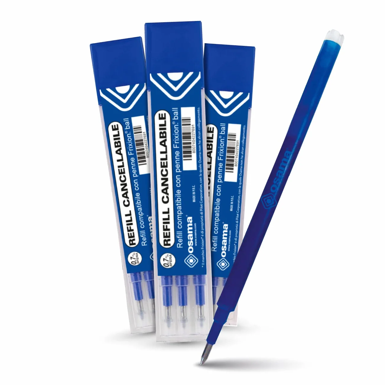 OSAMA Ricarica Penne Cancellabili 0.7 mm Kit 9 Pezzi Blu Compatibile Frixion Ball