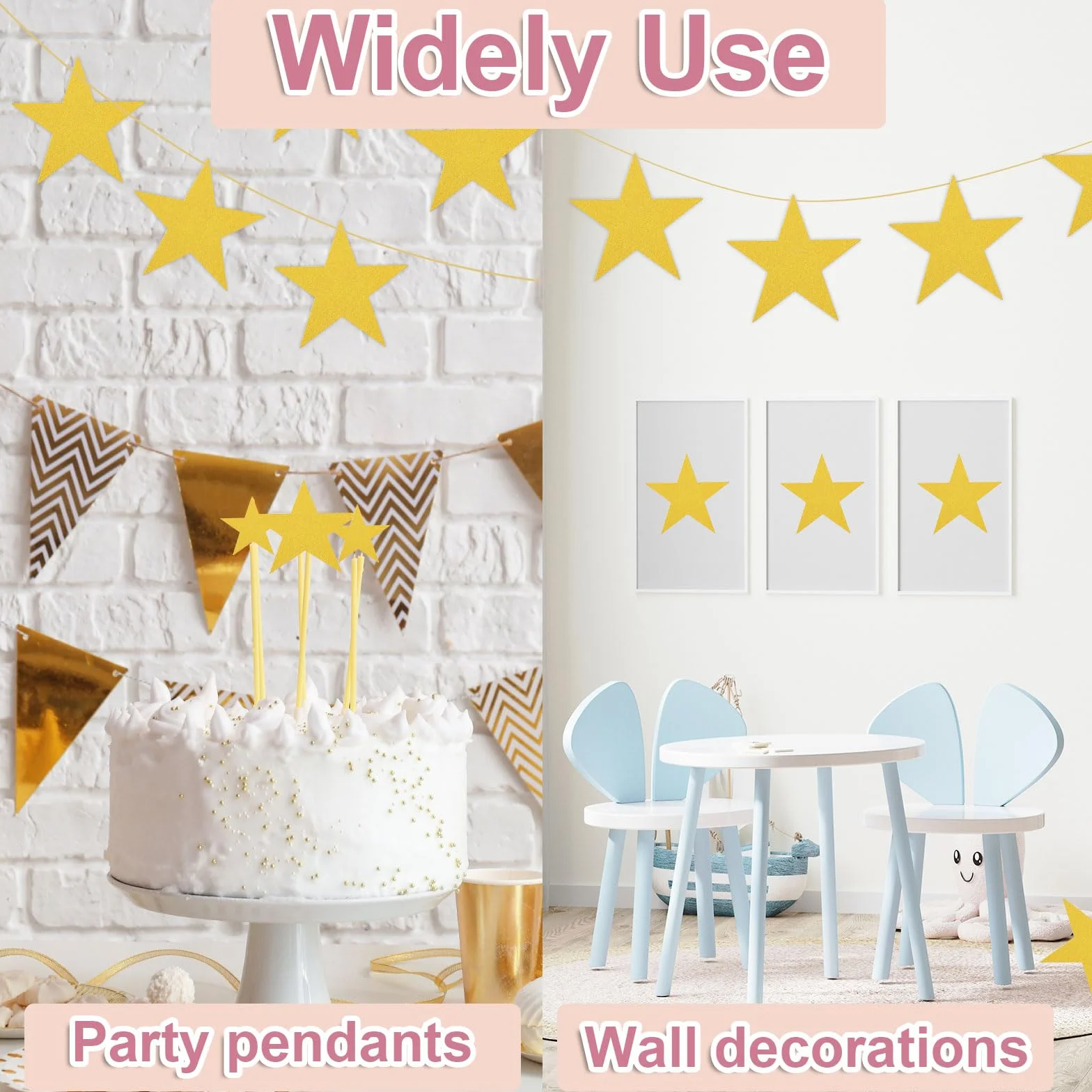 QUARKZMAN Doppia Stampa Stelle Di Carta Confetti 24Pz 6" Laser Oro Decorazioni Per Bacheca
