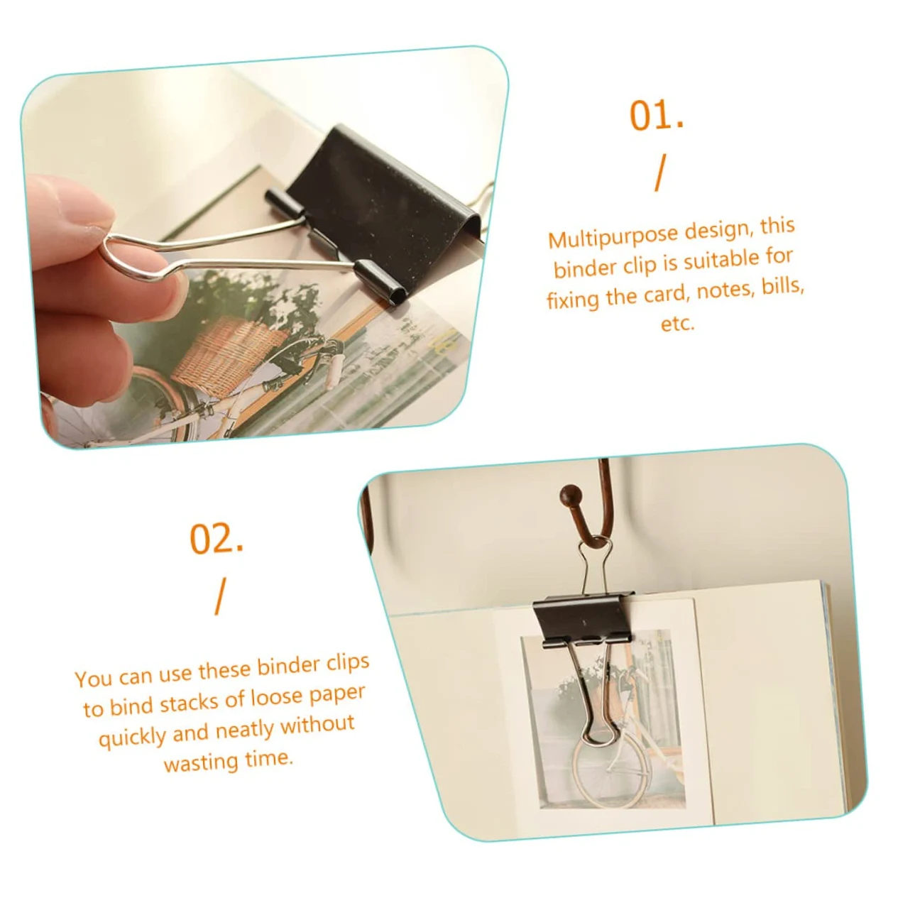 Binder Clips Neri 51mm in Ferro, 36 Pezzi, per Carta e Card | Festa Scuola Decor, Raccoglitori Documenti, Cancelleria Scolastica per Insegnanti e Ufficio