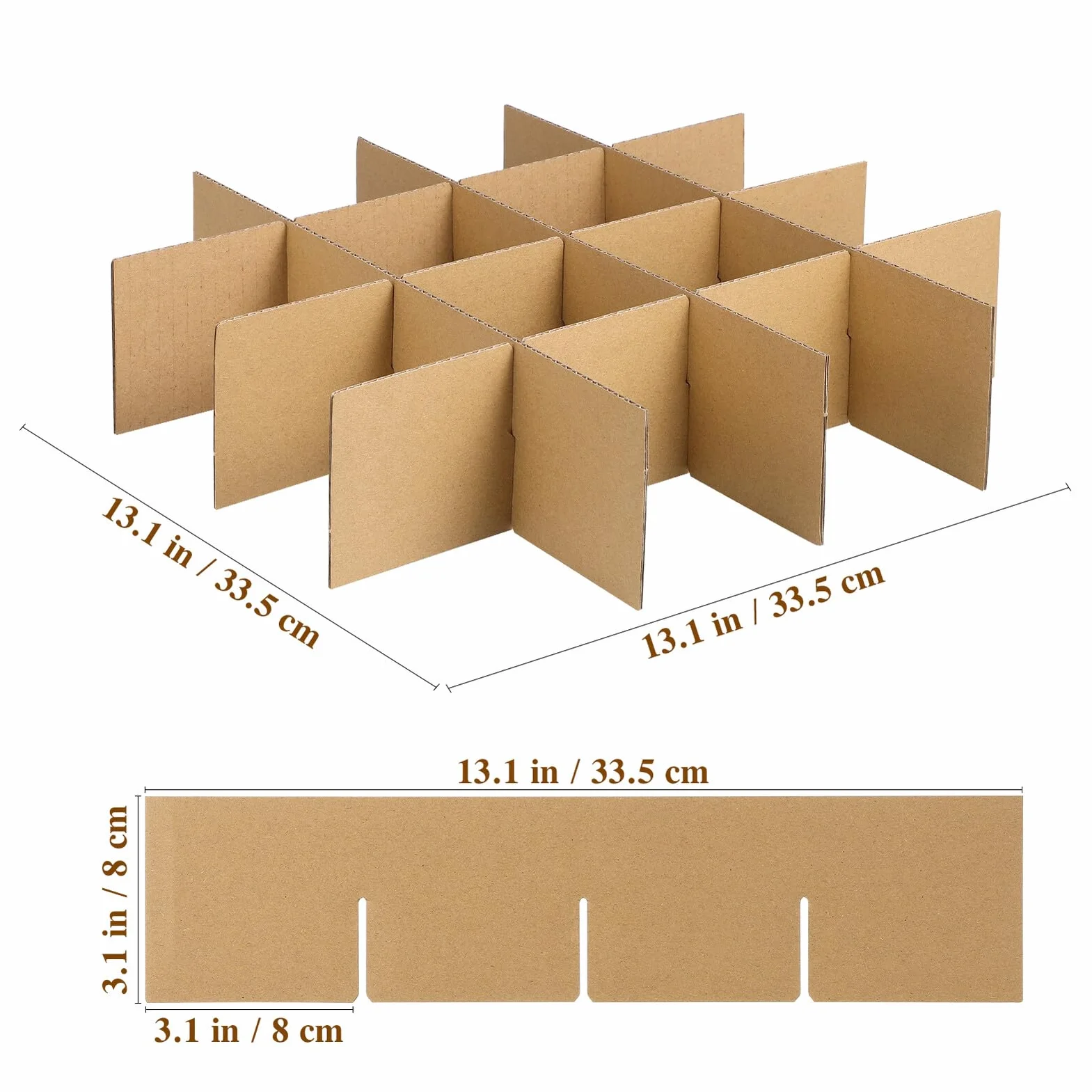 Set da 6 Divisori in Cartone per Scatole da Trasloco 82x82x80mm