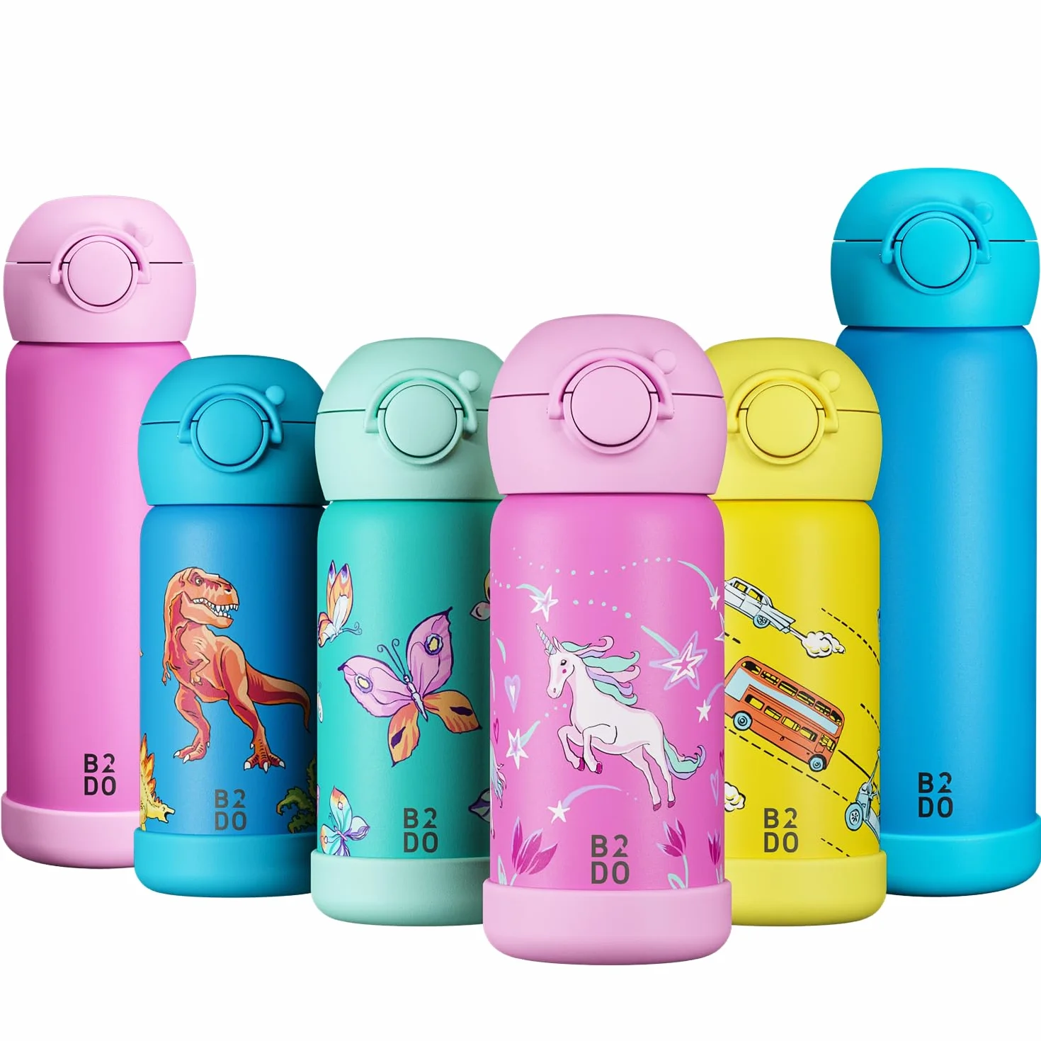Borraccia Acciaio 316 Inox Doppia Parete 350ml Unicorno Rosa Bottiglia Termica per Bambini Isolata