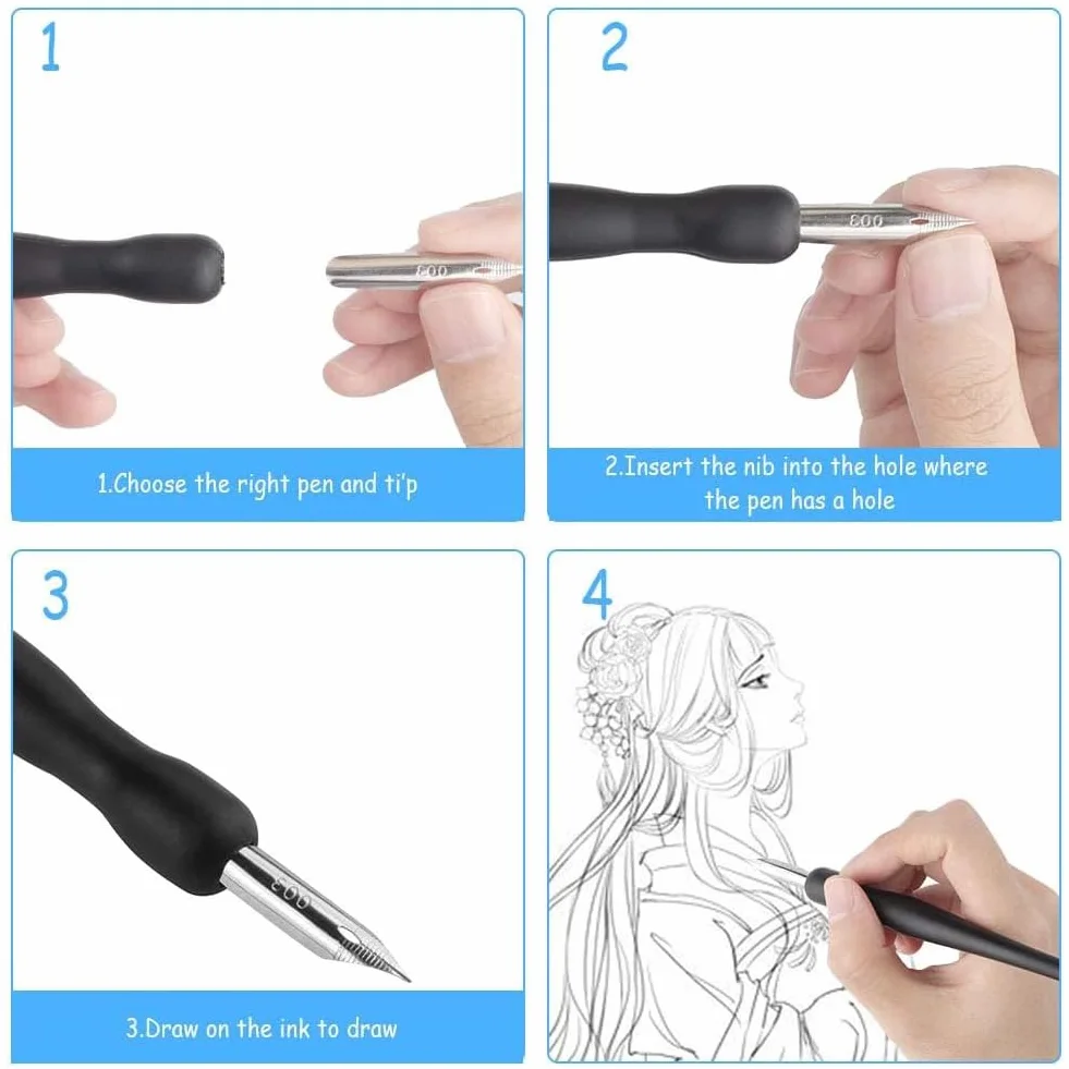 Set Pennini per Calligrafia Manga - Penne a Immersione per Disegno Artistico