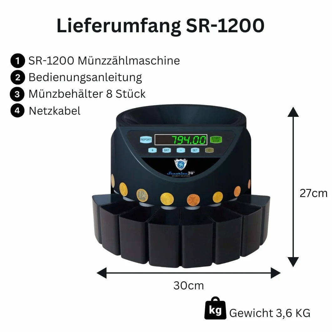 Contamonete Euro Securina24 (Nero - Blacklabel - BBB-LED)