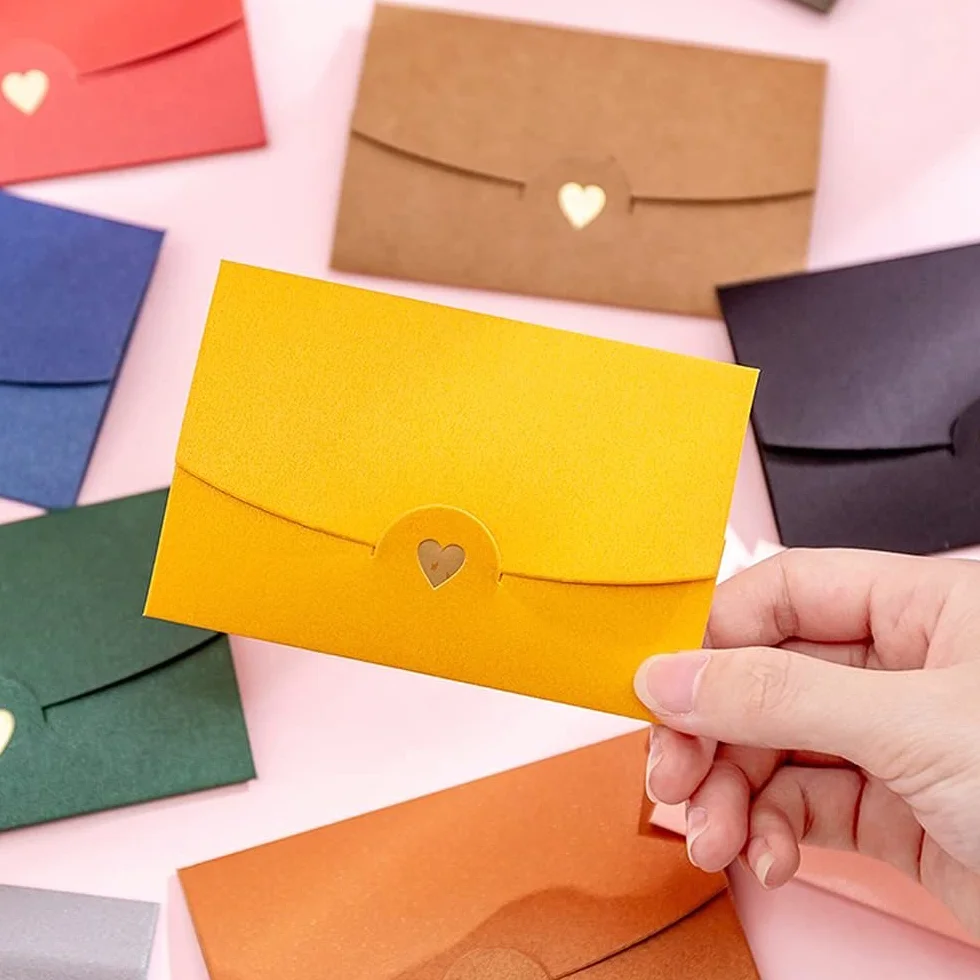 Mini Buste Rosa 50 Pezzi con Chiusura a Cuore per Inviti Matrimoni Carte Regalo Fai Da Te