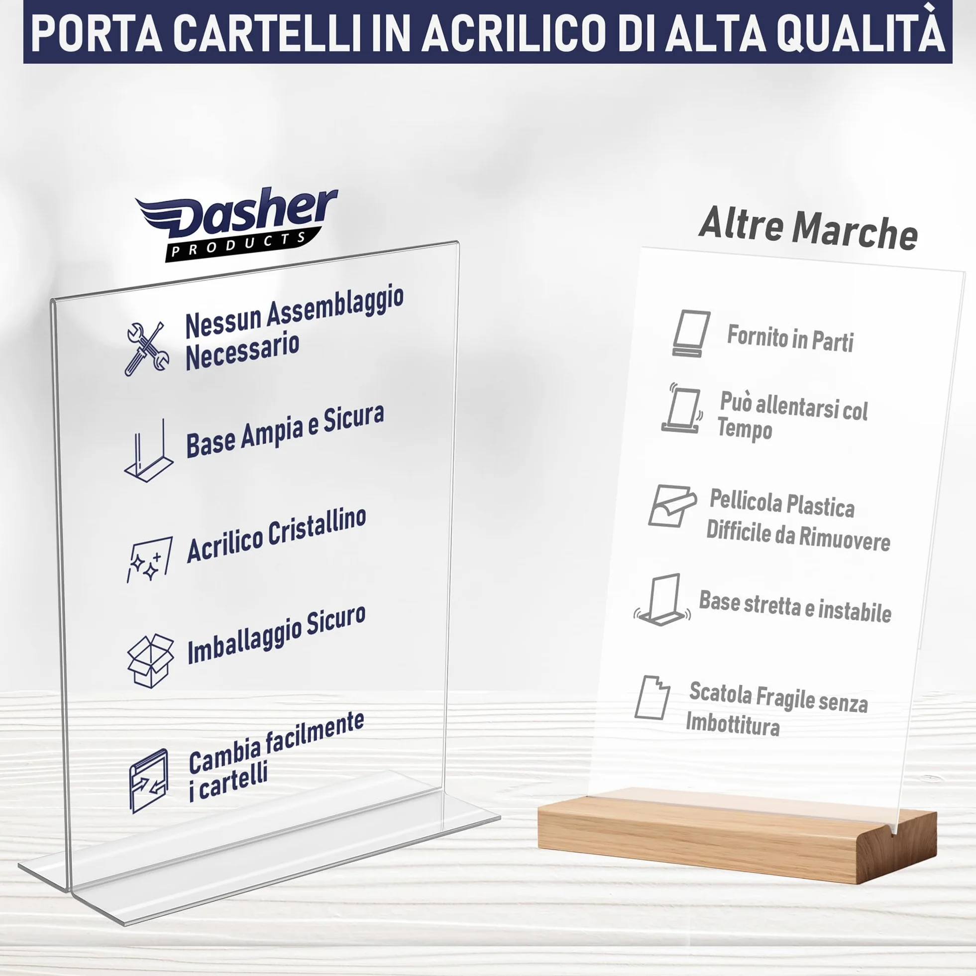 Portacartelli in Acrilico A4 - Porta Avvisi da Tavolo a Forma di T in Acrilico, Fronte-Retro, Caricamento dal Basso, Cornice per Annunci. Perfetto per Ristoranti, Promozioni, Foto, Aula (A4 - 3 Pezzi)