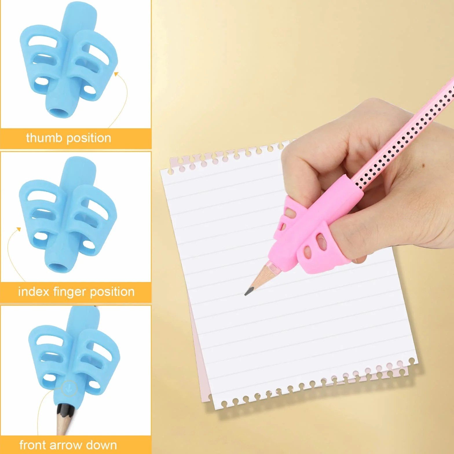 MXTIMWAN 5 Pezzi Aiuto Scrittura per Bambini, Impugnature Matite in Silicone, Correzione Postura Scrittura