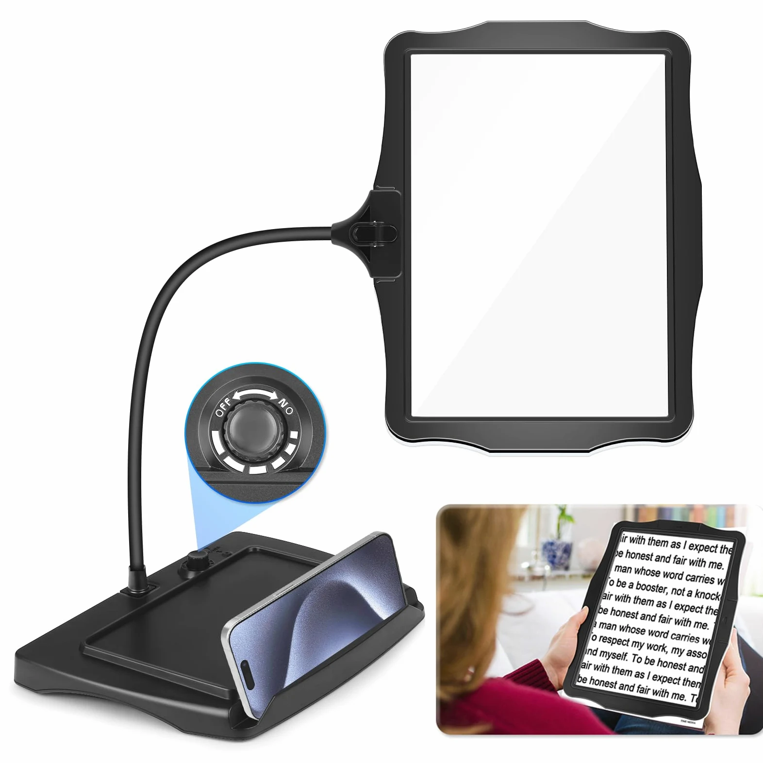 NZQXJXZ 10X Ricaricabile Lente Ingrandimento con Luce e Supporto, Lampada di Ingrandimento da Scrivania a 50 LED, Grande Lente di Ingrandimento per Lettura, Cucito, Artigianato, Pittura, Fai Da Te