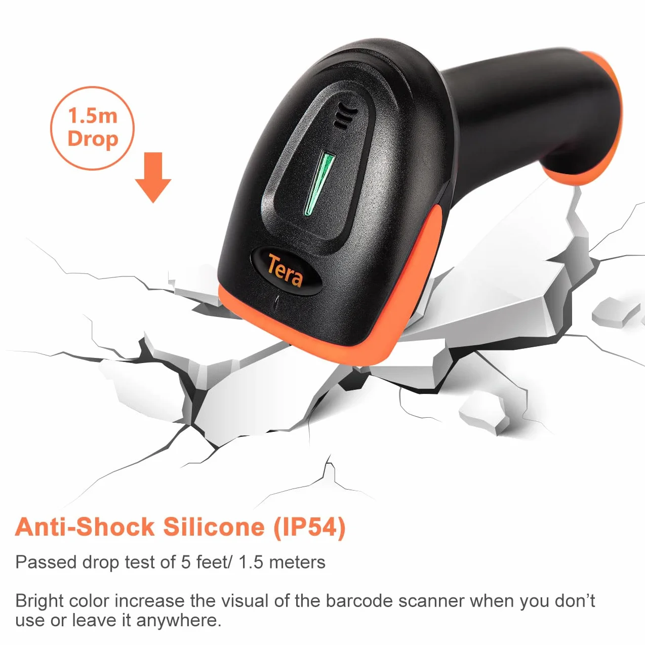 Scanner di codici a barre QR 2D wireless Tera con supporto, 3 in 1 compatibile con Bluetooth e lettore di codici a barre wireless a 2,4 GHz e USB cablato Lettore di codici a barre portatile HW0001