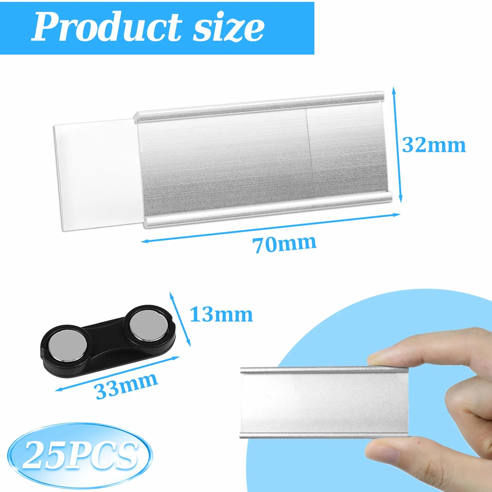 Targhette Identificative in Alluminio 70x32mm con Doppio Magnete per Lavoro
