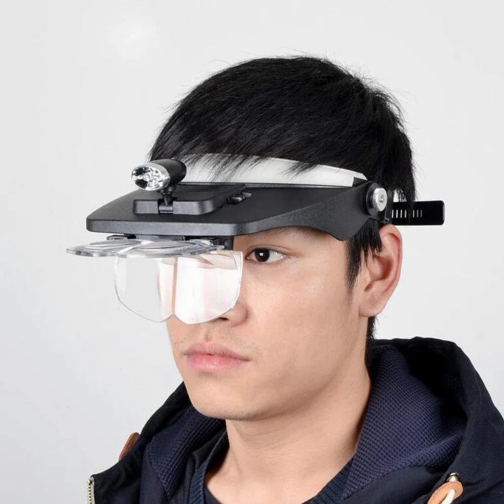 Lenti di ingrandimento, Lenti di ingrandimento per Hobby educativi, Lenti di ingrandimento ad Alta Potenza per Occhiali da Vista, montate sulla Testa con luci a LED 5X HD