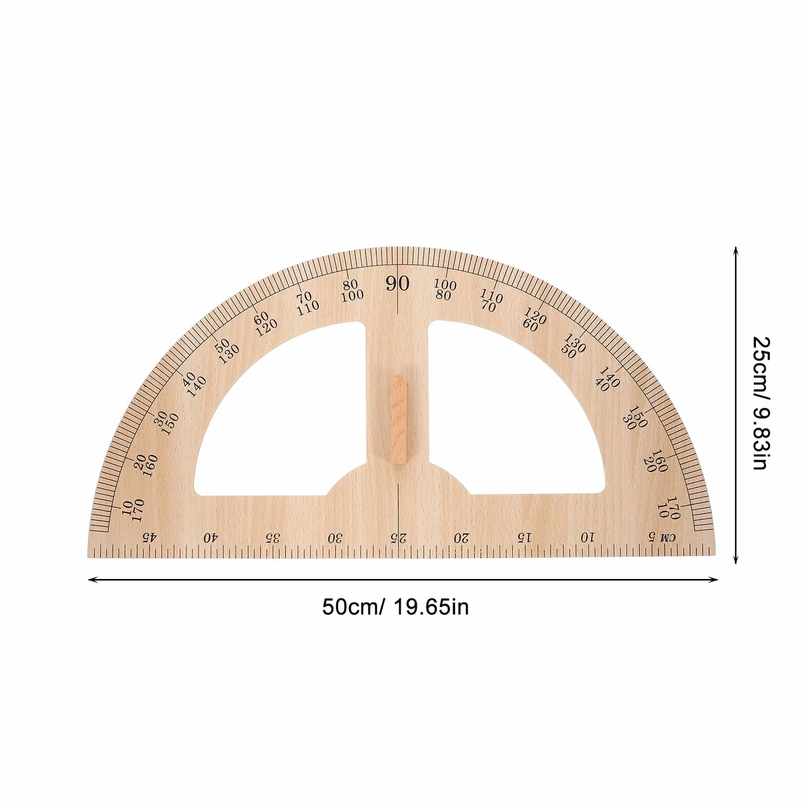 Ipetboom Righello Didattico in Legno per Insegnanti Goniometro Grande per Geometria Strumento di Misura per Aula Righello di Apprendimento per Lezioni Matematiche
