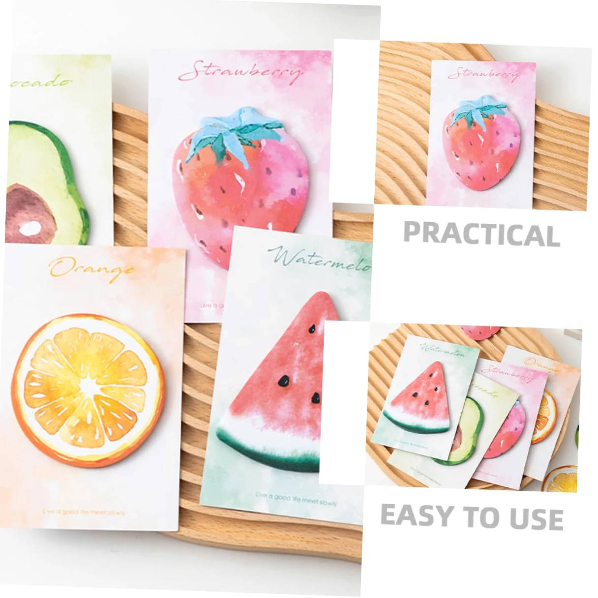 NUOBESTY 4pezzi Note Adesivi Note Pads Per Include Angurie e Avocado Per Pratici e Riposizionabili
