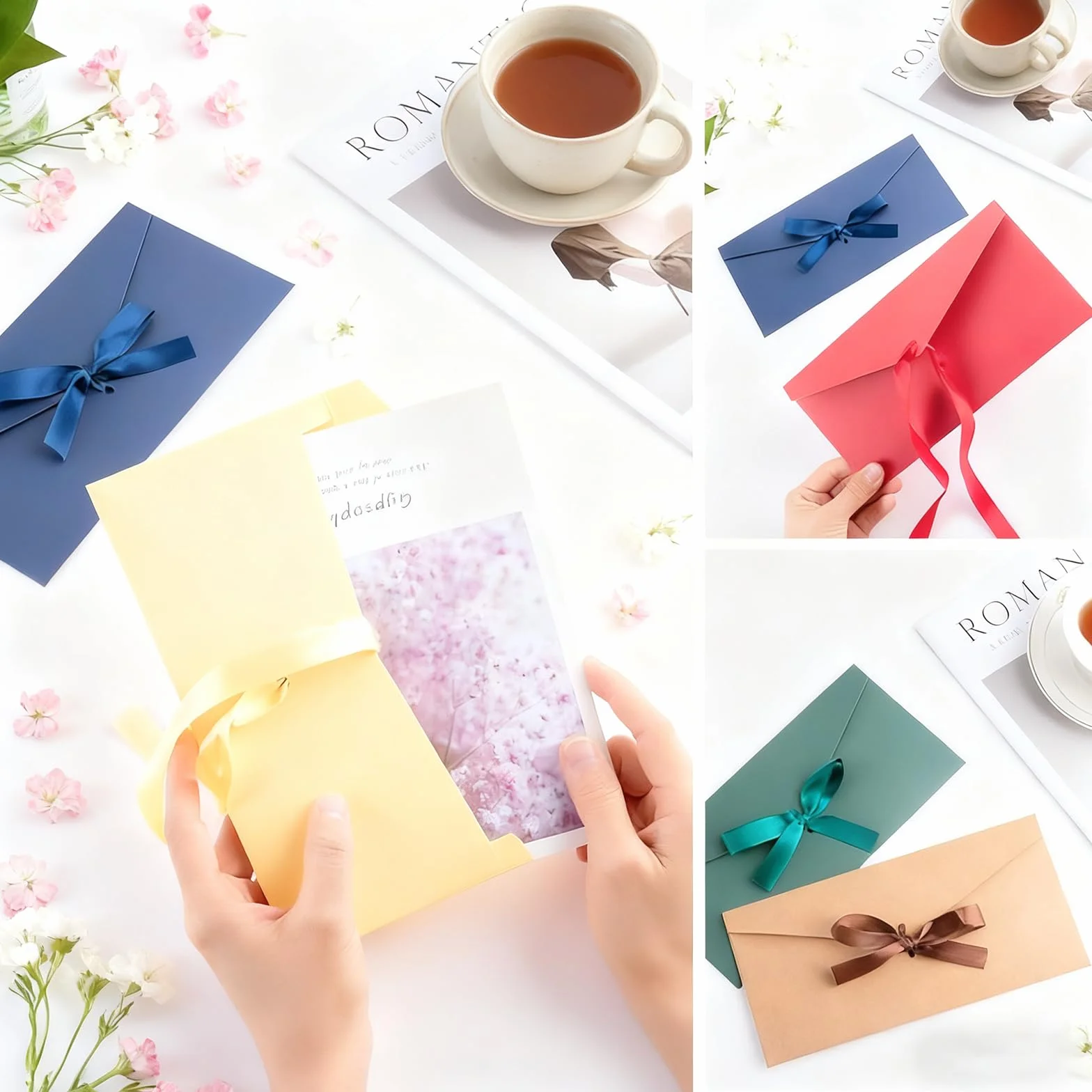 Buste in carta kraft colorate stile retrò 9 colori con nastri per lettere regalo Natale