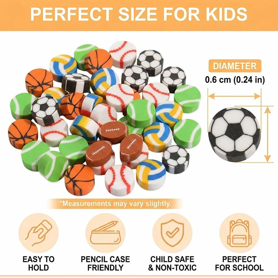 Gomme da Cancellare Calcio 30 Pezzi Colorate a Tema Calcistico per Bambini