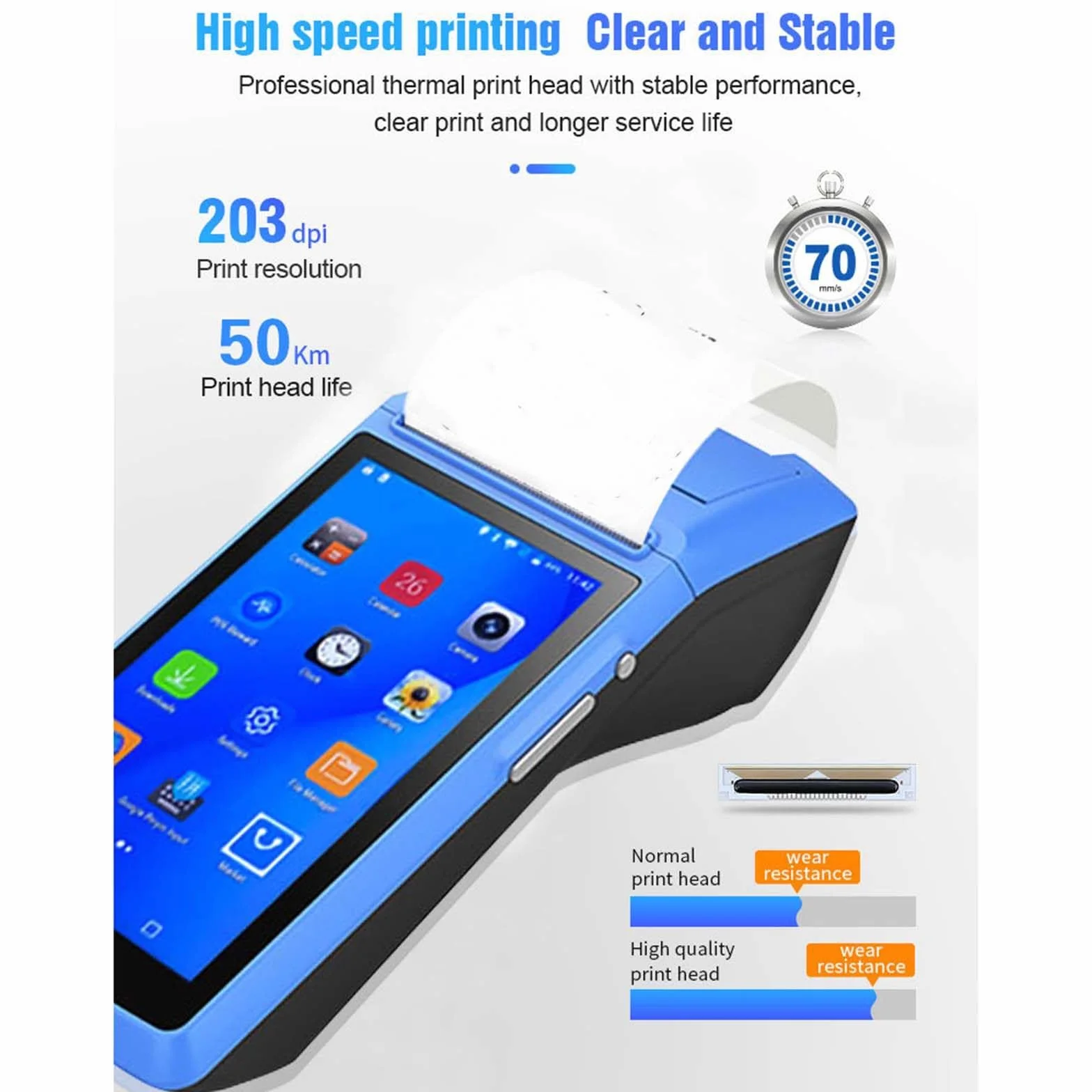 Registratore di Cassa Portatile multilingue con ordinazione Wireless Registratore di Cassa Portatile con Stampante POS Bluetooth
