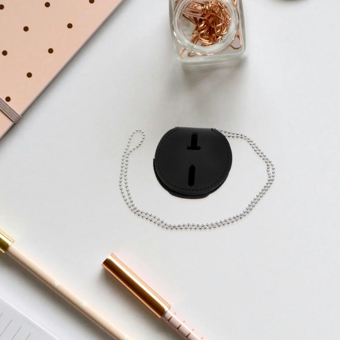 VILLCASE Porta Badge in Pu 7pezzi con Catena e Clip Rotonda per Distintivi da Lavoro