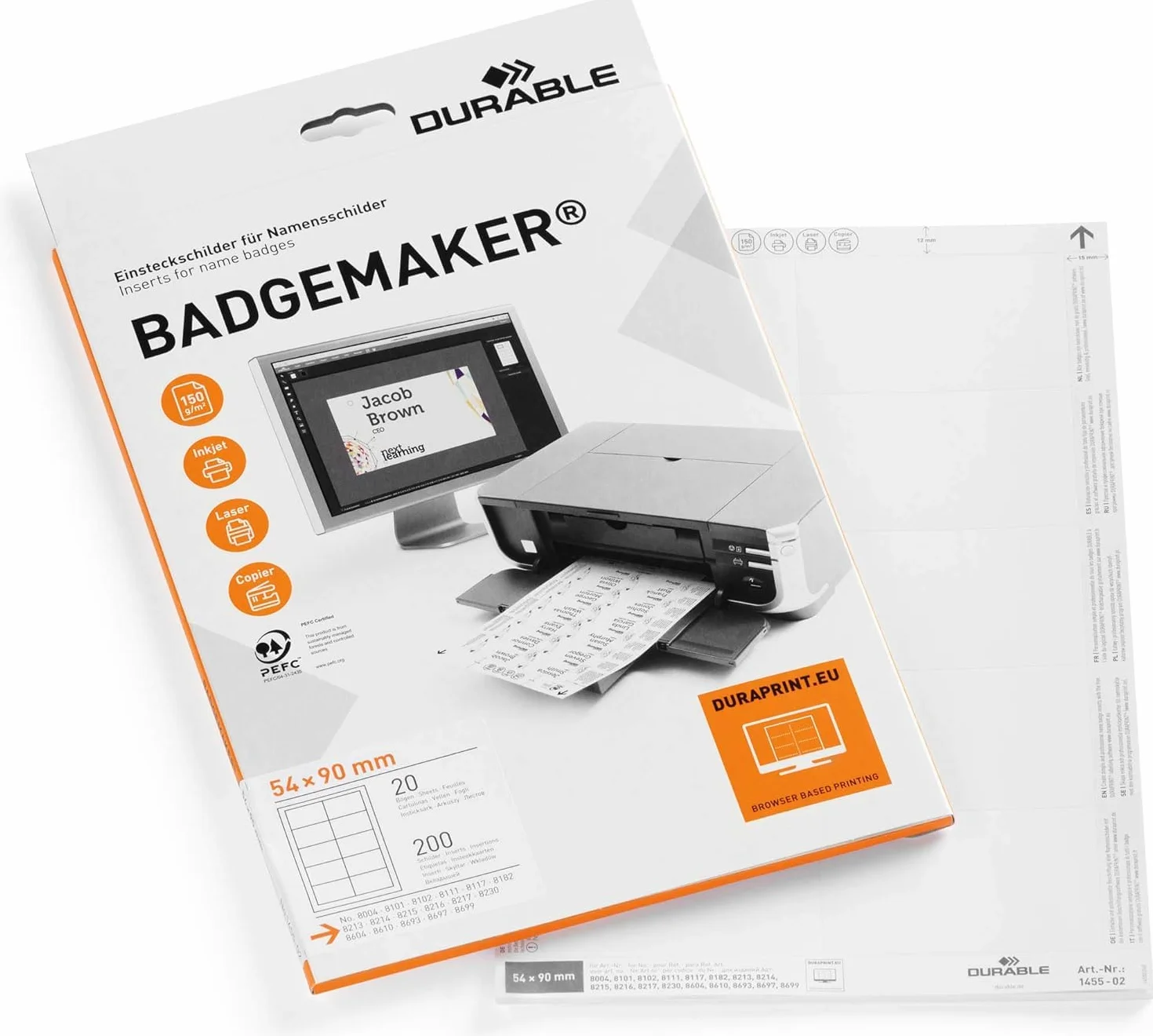 Badgemaker Insert 54x90 mm Bianco 200 sztuk