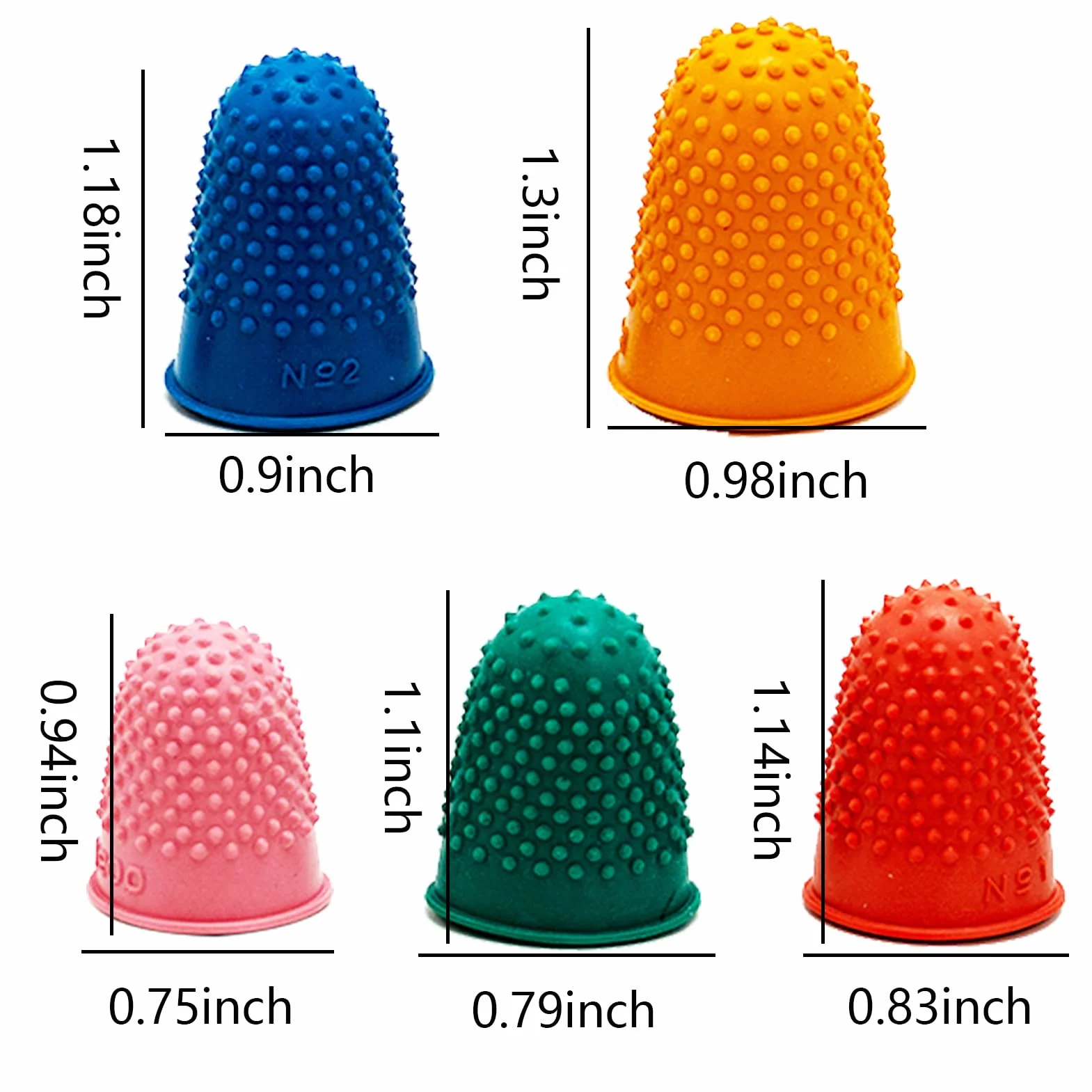 Ditali in Gomma Protezione Dito 10 Pezzi 5 Dimensioni Riutilizzabili Spessi per Colla Stick