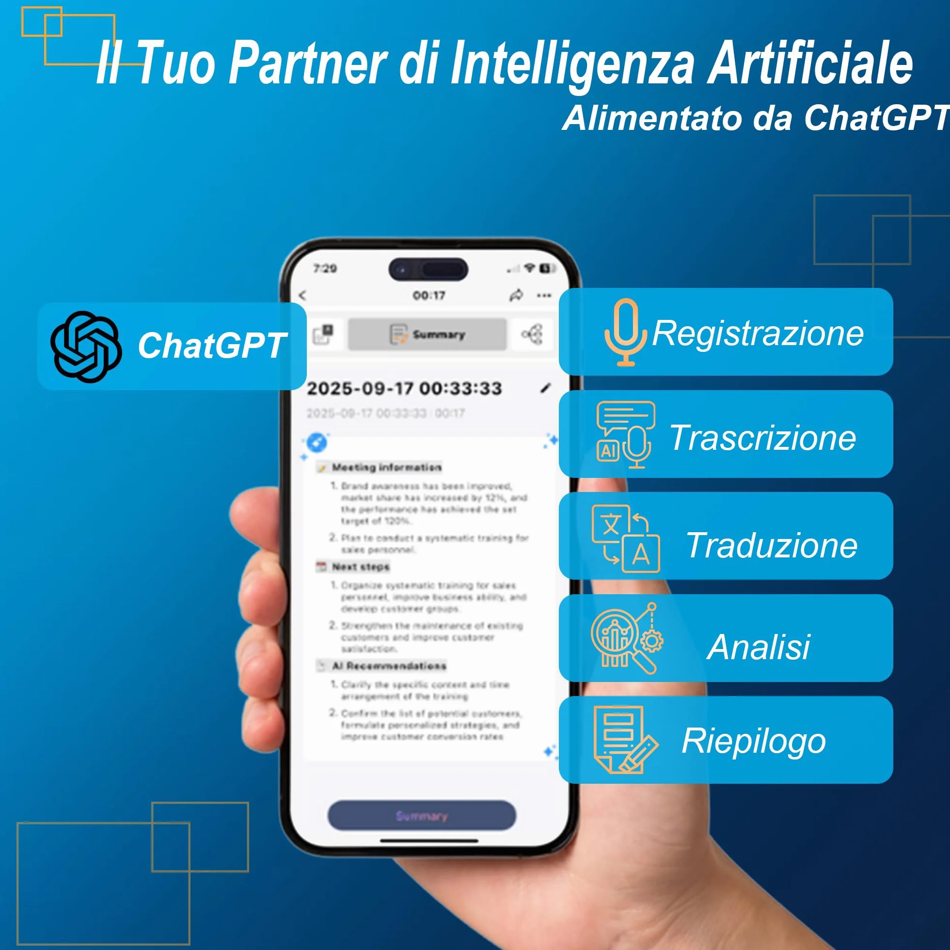 Volovivo Registratore vocale AI: trascrive, riassume e traduce in oltre 100 lingue con tecnologia AI Ideale per riunioni, apprendimento, chiamate e colloqui | Controllo app e cancellazione del rumore